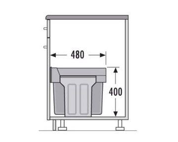 Hailo Einbaumülleimer Hailo Abfallsammler 3666111 Tandem 24 + 7 Liter dunkelgrau, für Schrankbreite ab 300 mm mit Drehtür