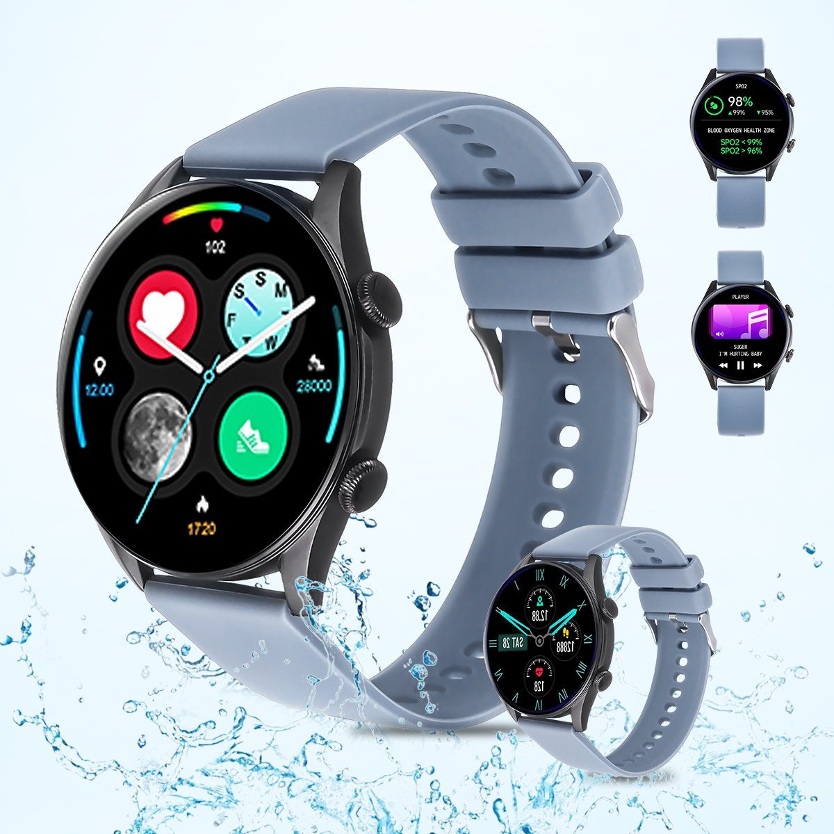 ombar Smartwatch Damen mit Telefonfunktion, HD Voll Touchscreen Smartwatch (1.32 Zoll) Fitness Tracker mit 8 Sport SpO2 Pulsuhr, Schlafmonitor Menstruationszyklus, Armbanduhr für iOS Android