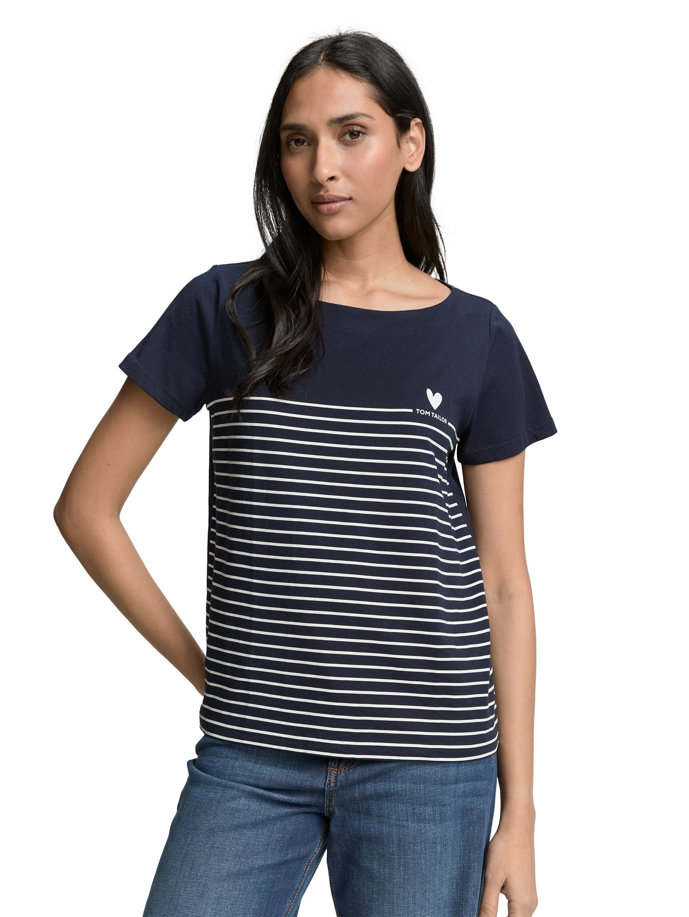 TOM TAILOR Print-Shirt (2-tlg) mit Streifen- günstig online kaufen