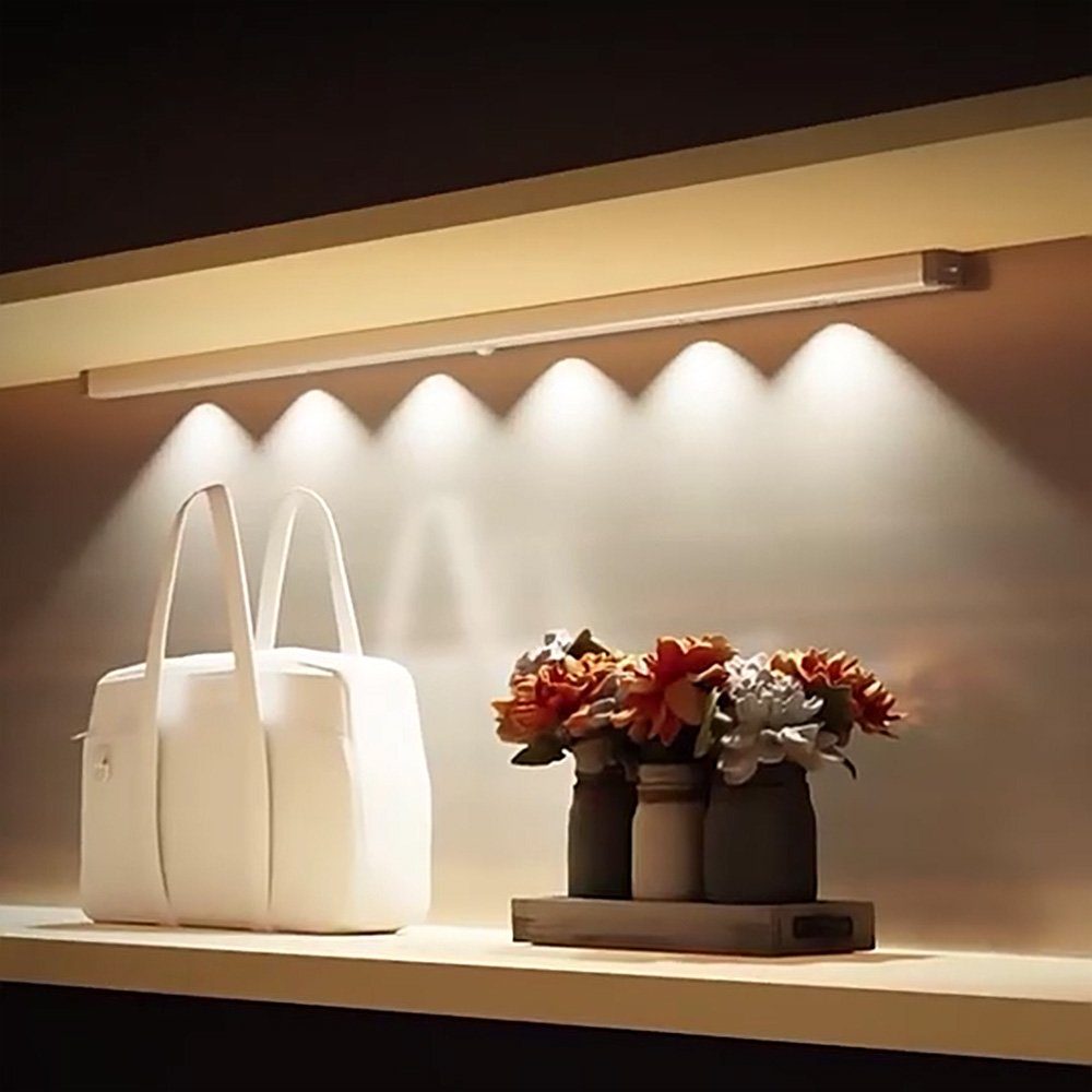 MUPOO LED Unterbauleuchte Küche,LED Küchenunterbauleuchte,Schrankbeleuchtung mit Bewegungsmelder, LED-Unterbauleuchte Wiederaufladbar, Dimmbar Sensor Licht, 2 Modi Weiß