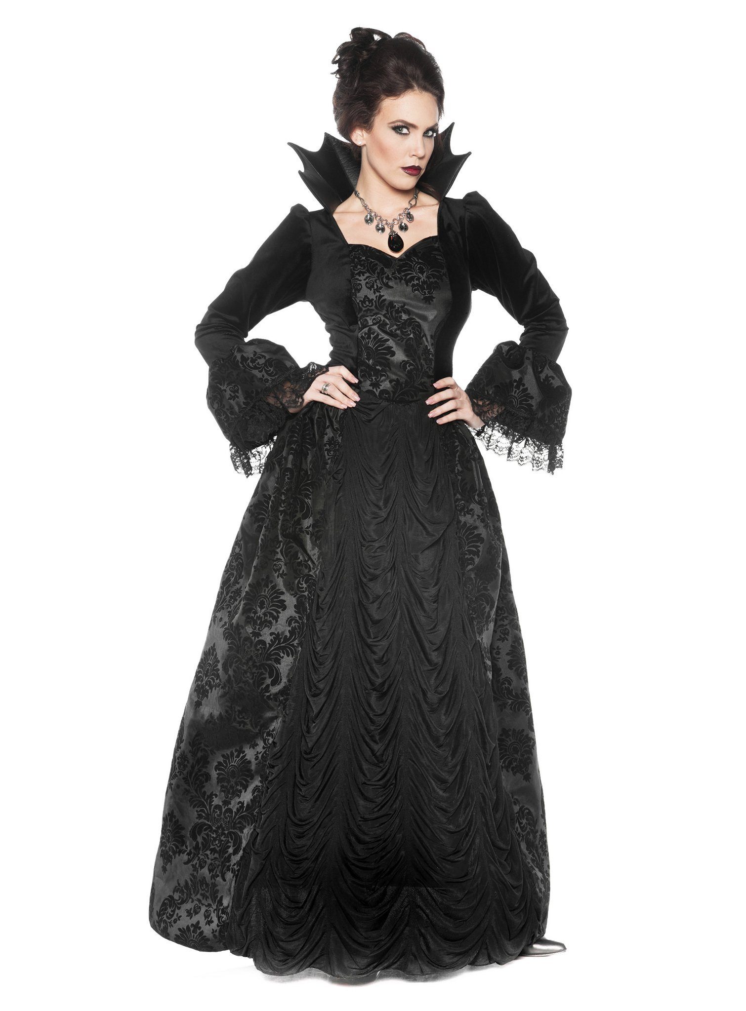Underwraps Vampir-Kostüm Vampiress Königin - Gothic Halloween Kostüm Damen, Edles Kleid für die verführerische Vampirin