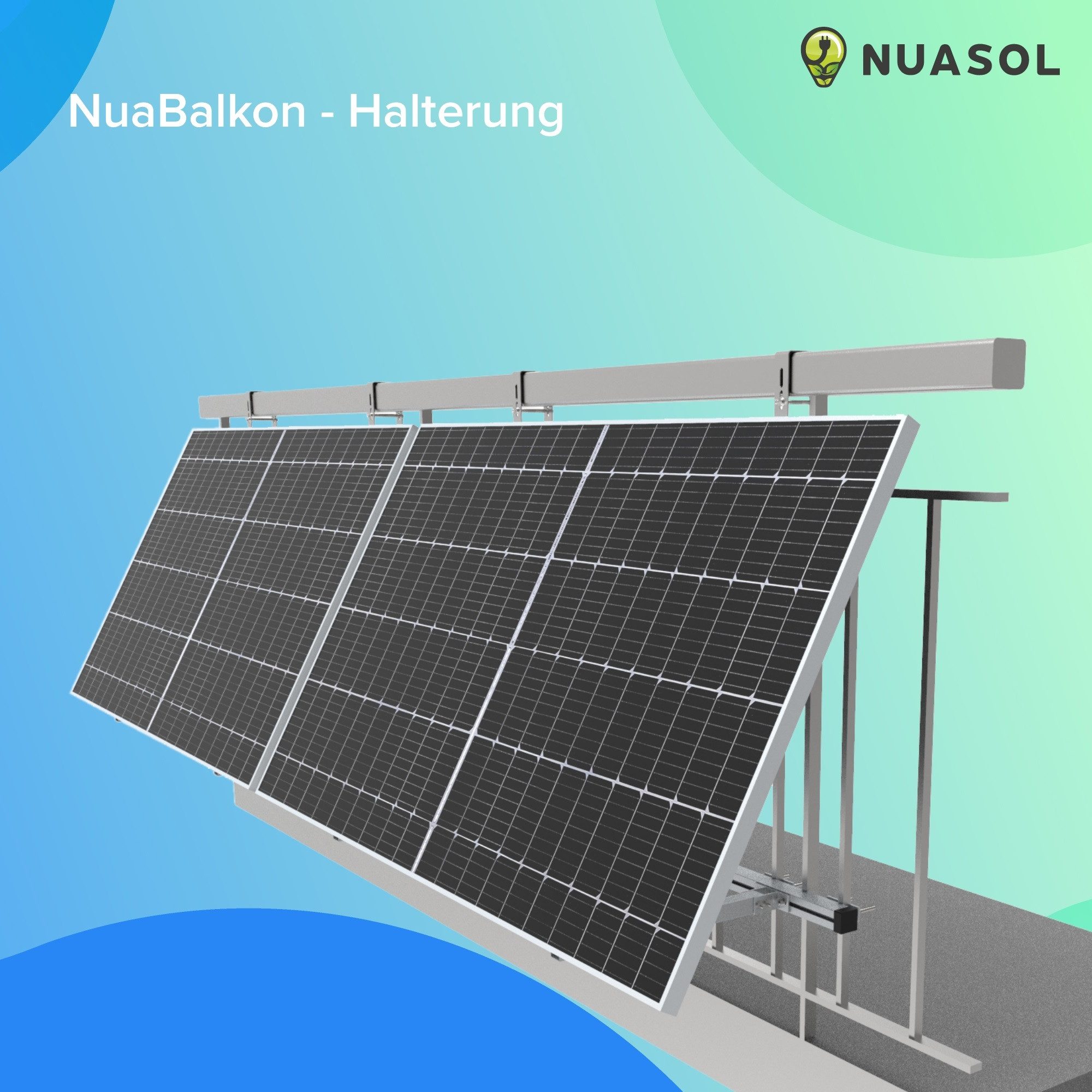 NuaSol Solarmodul-Halterung NuaFix - Geländer Halterung rund / eckig, (2x eckig)