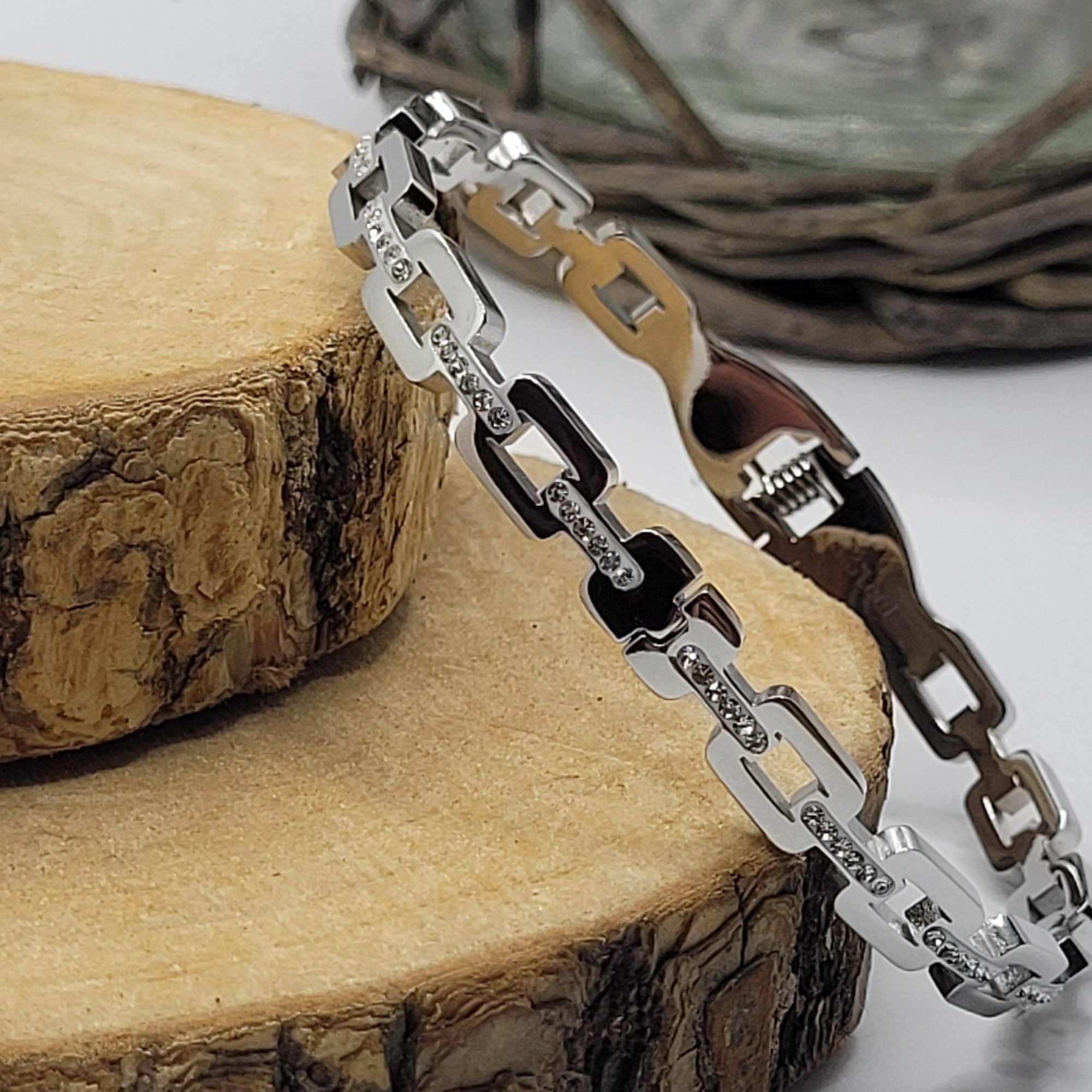 Unal Store Armreif Edelstahl Armreifen mit Zirkonsteinen (1-tlg) günstig online kaufen