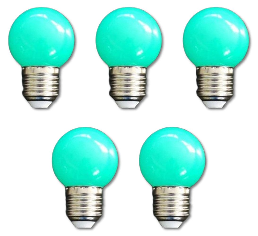 Lichtideen LED-Leuchtmittel 7363 LED Tropfen Lampe 1 Watt grün Sockel E-27 5-er SET, E27, Lichtideen / Grün