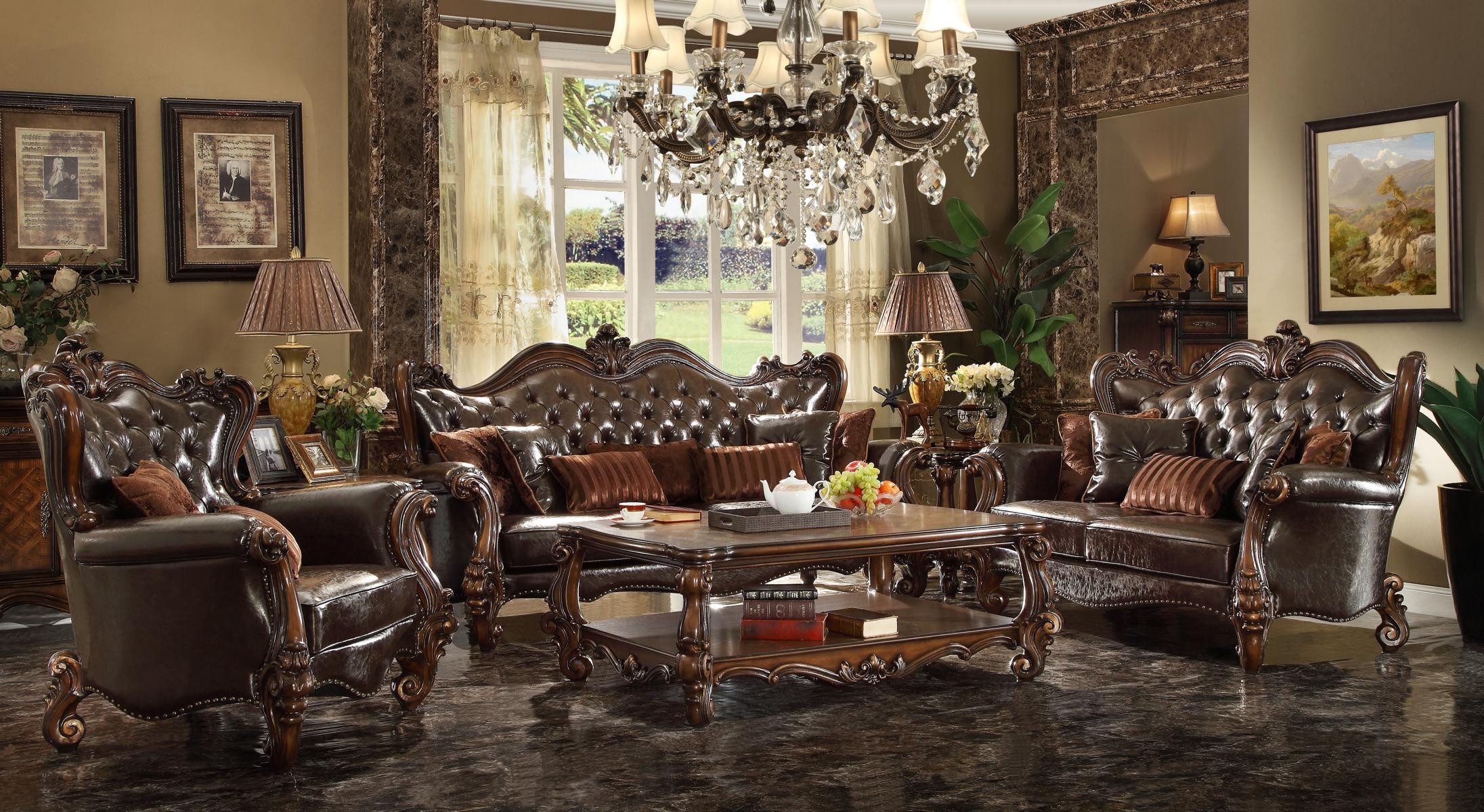 JVmoebel Big-Sofa Sitzgruppe aus Holz mit kunstvollen Schnitzereien, 5-Sitzer, Made in Europa