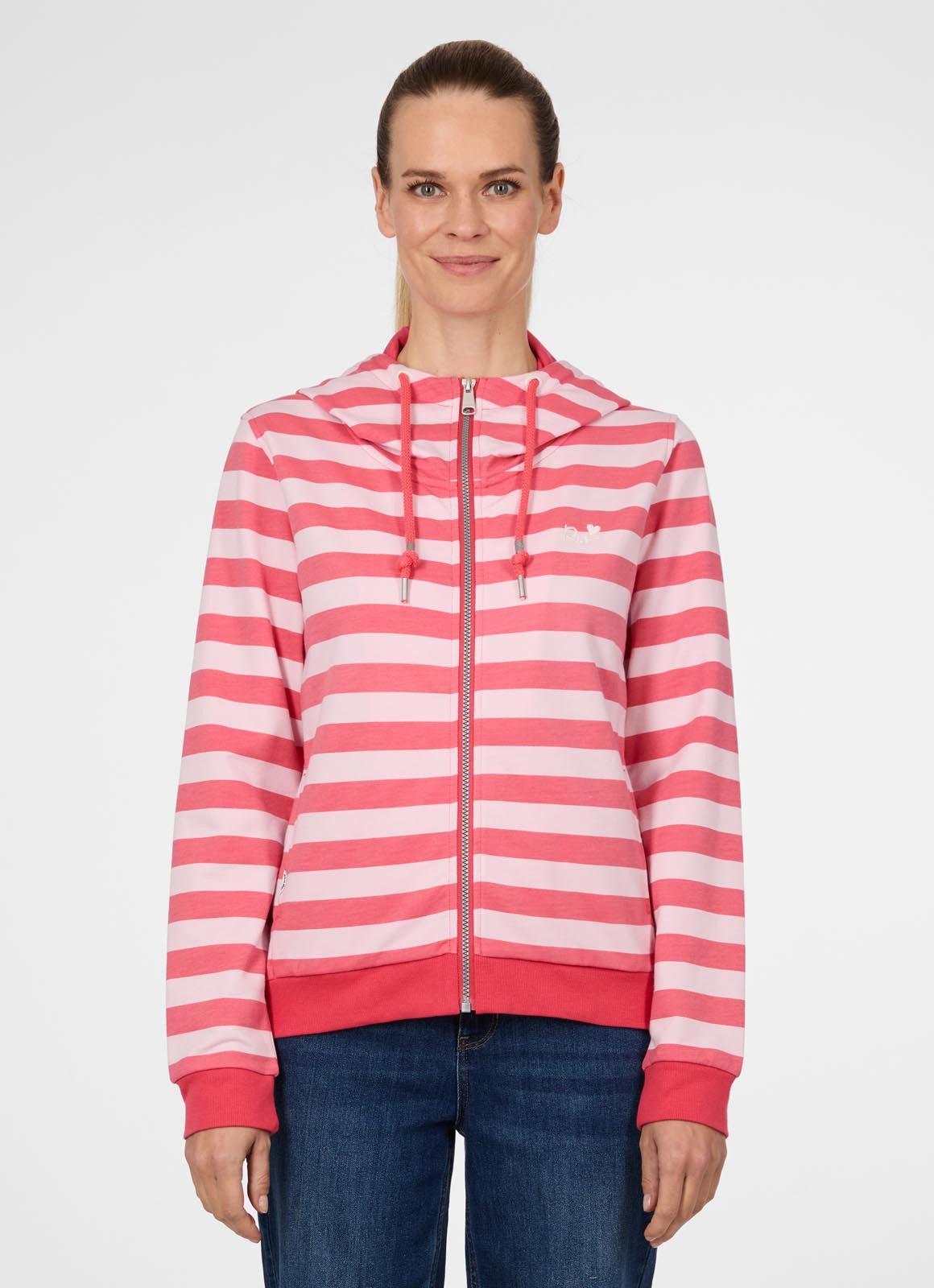 Ragwear Kapuzensweatjacke PARYA STRIPES aus Baumwollmischung, normale Passform, mit Reißverschluss