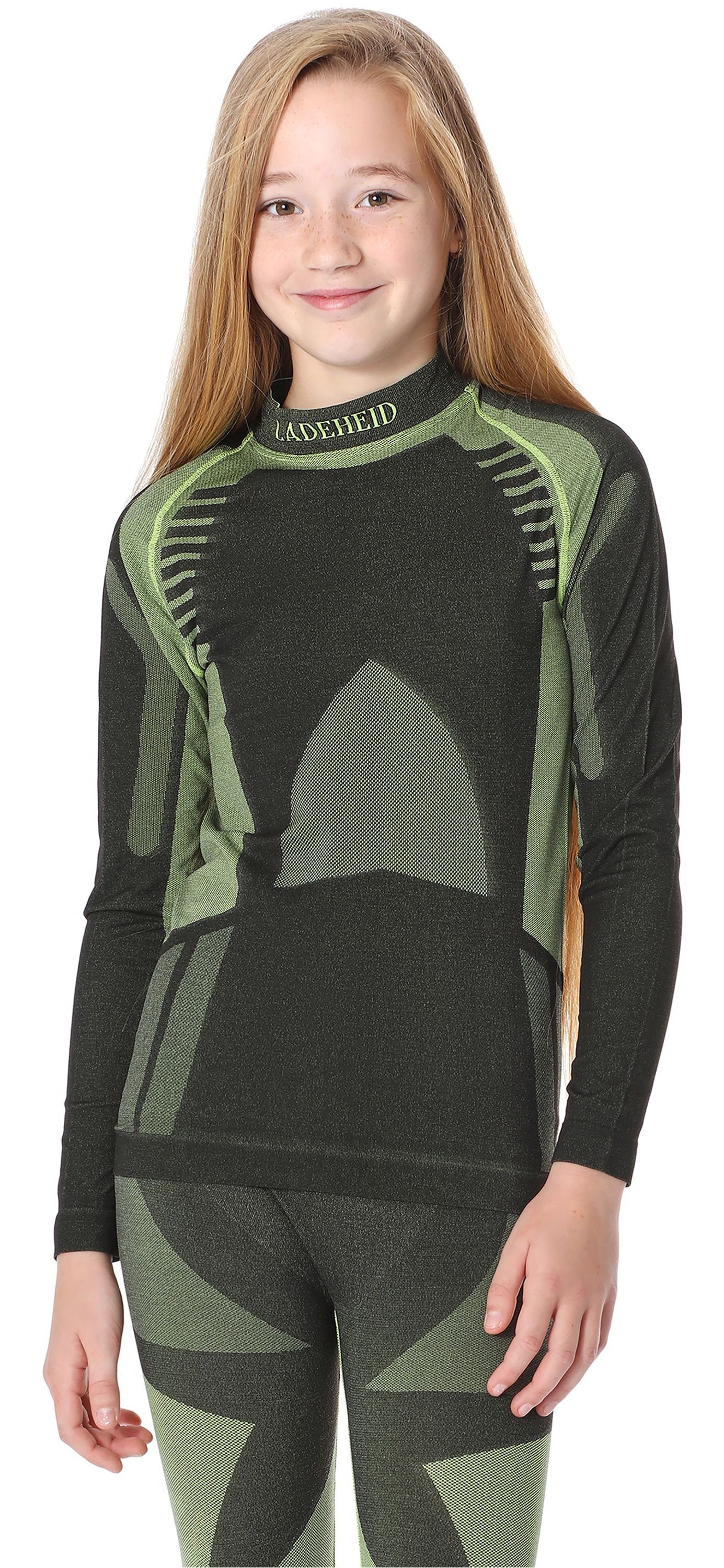 Damen Funktionsunterwäsche Funktionsunterhemd Thermoaktiv langarm Schwarz/Grün Shirt Ladeheid