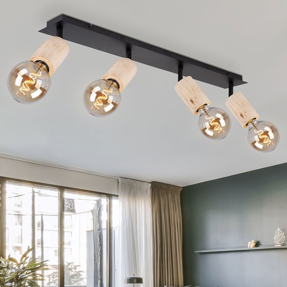 GLOBO LIGHTING LED Deckenspot, Leuchtmittel nicht inklusive, Spotstrahler Deckenleuchte beweglich Esszimmerlampe Holz natur schwarz