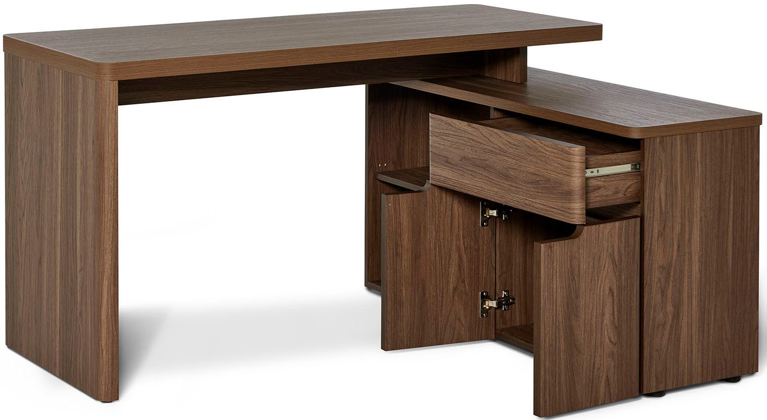 Jahnke Eckschreibtisch CU-LIBRE 150 E (1-St), wechselseitig montierbar, edel abgerundet, grifflos