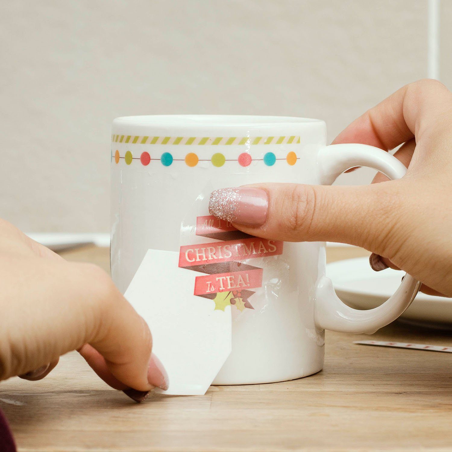 inkl. Sticker), Up Mug" DIY Tasse Sticker Keramik, Thumbs Christmas "Make a (inkl.