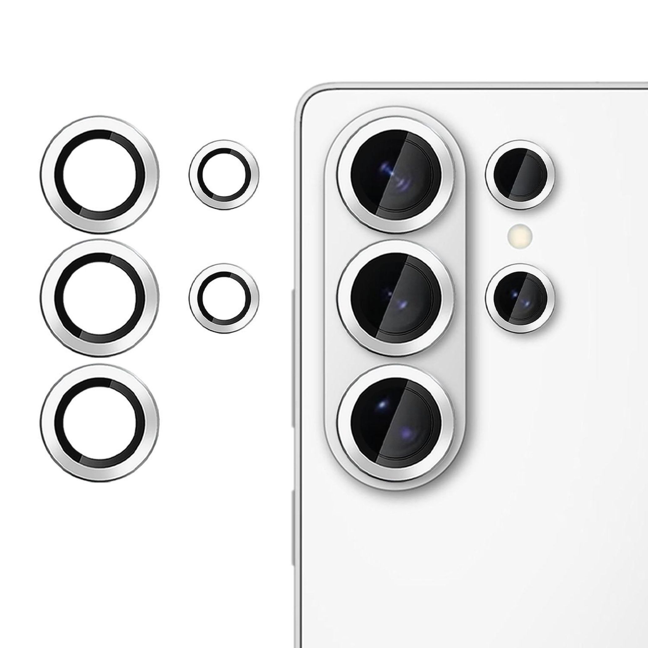 Wigento Handyhülle Für Samsung Galaxy S26 Ultra Kalebol 9H Kamera Schutzglas Dünn Silber, Anti-Fingerprint, hohe Lichtdurchlässigkeit, kratzfest