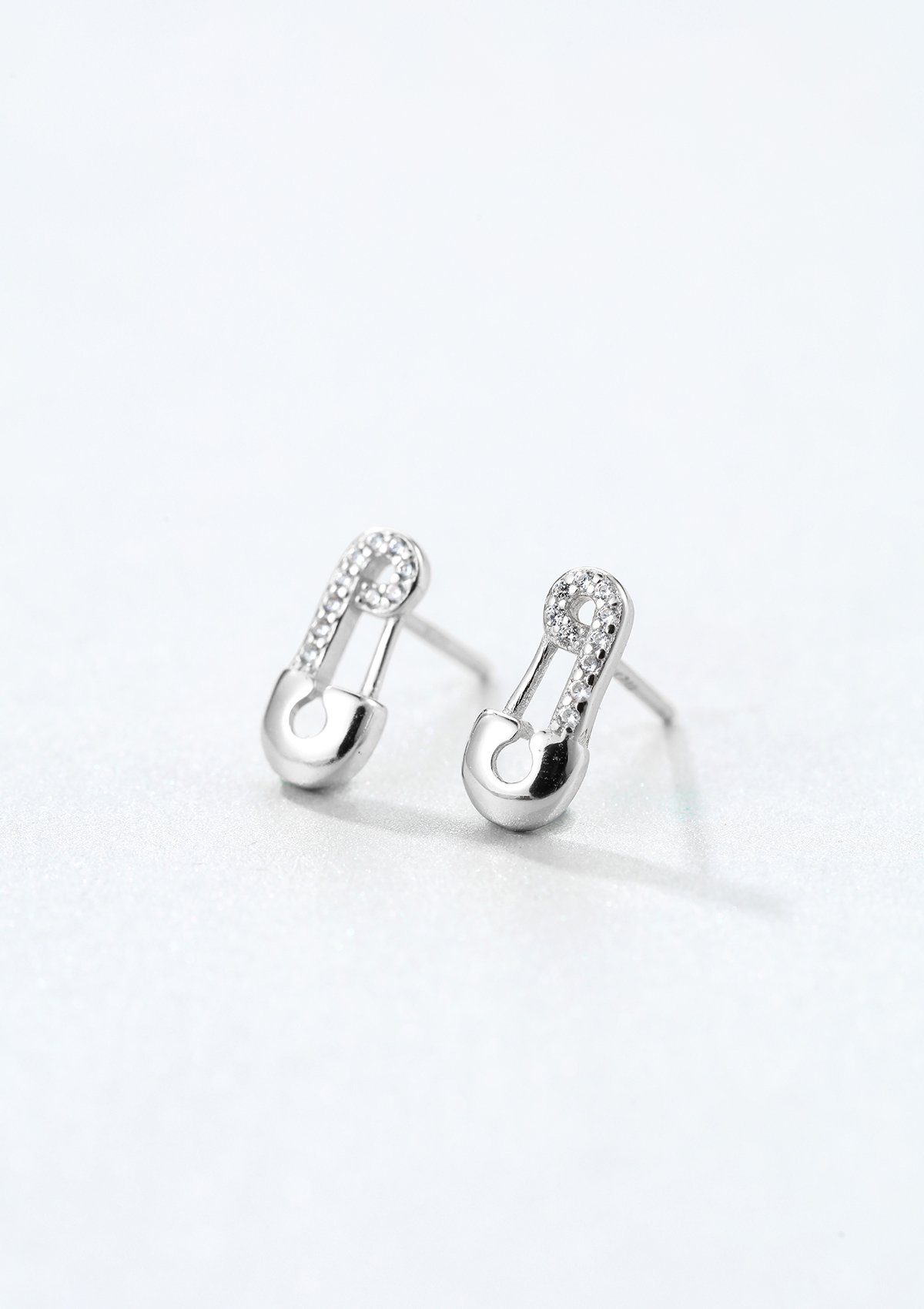Hey Happiness Paar Ohrstecker Silber Ohrstecker Nadel Zirkonia, 18K vergoldet, Damen Ohrringe Silber 925 Büroklammer Kristalle klein