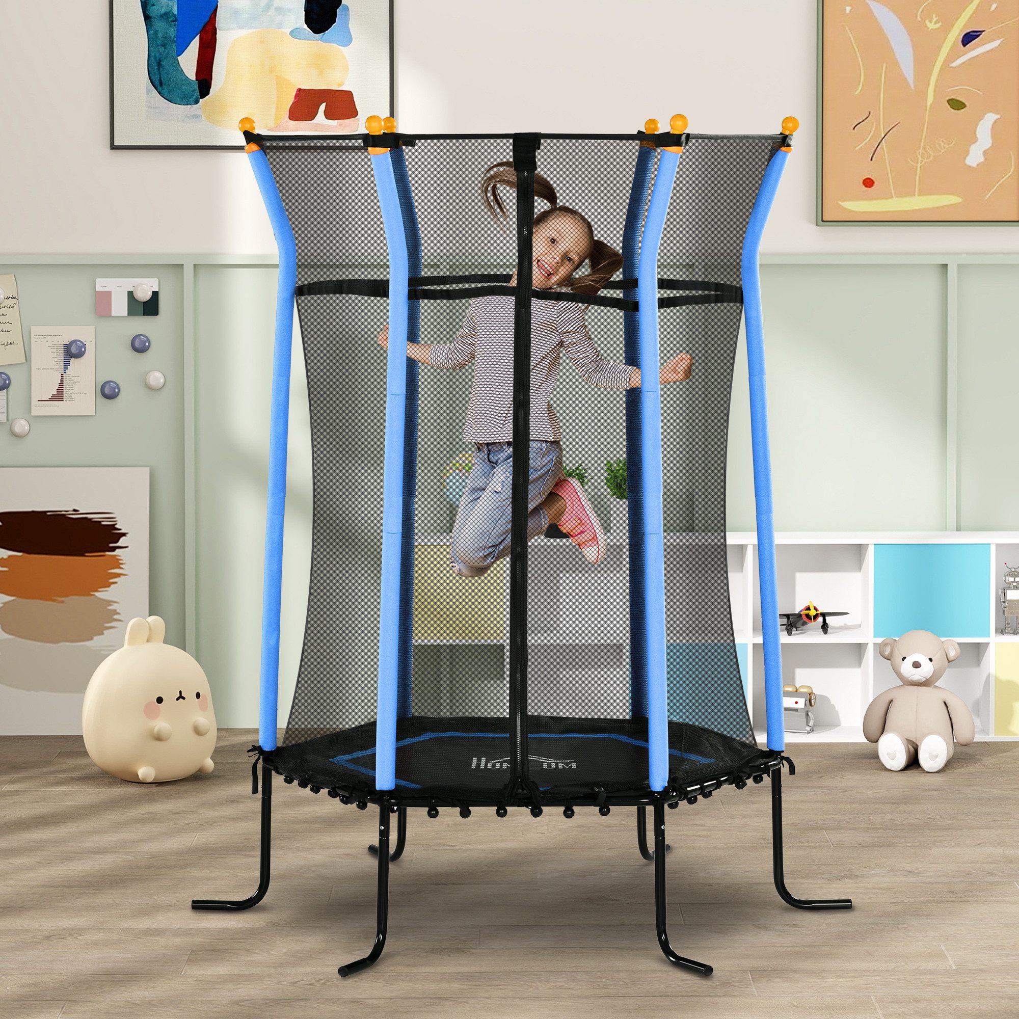HOMCOM Kindertrampolin mit Sicherheitsnetz, Randabdeckung, Gummiseil, günstig online kaufen