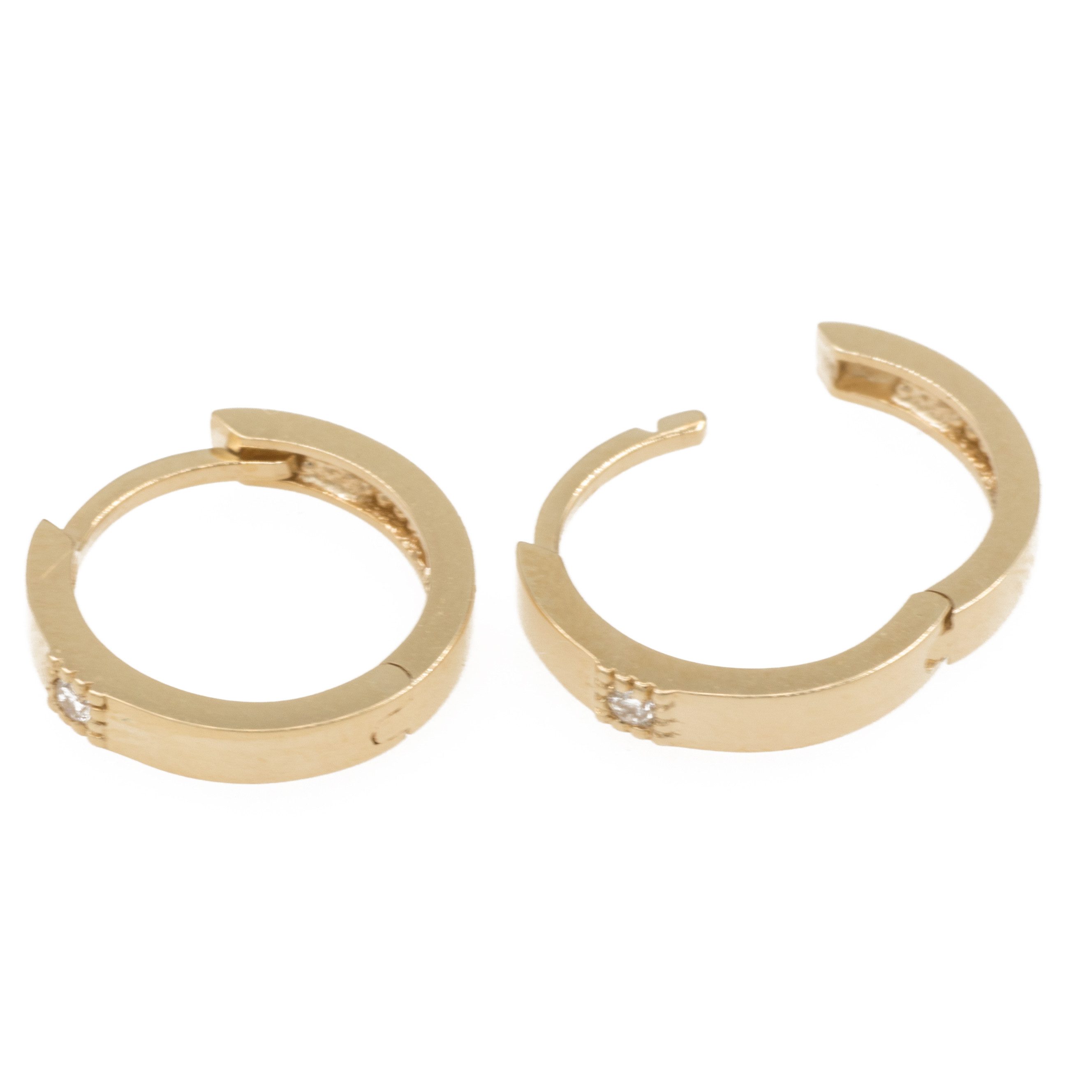 Bella Carina Klappcreolen Klapp Creolen aus 585 Gold 14 Karat mit einem Brillanten, 585 Gold 14 Karat