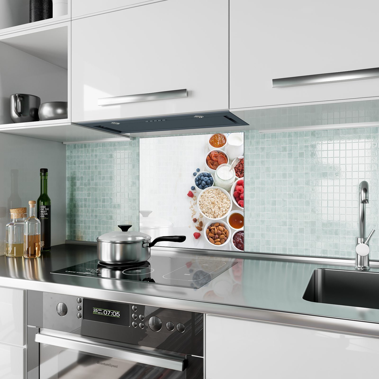Haferflocken Primedeco und Küchenrückwand mit Glas Spritzschutz Motiv Beeren Küchenrückwand