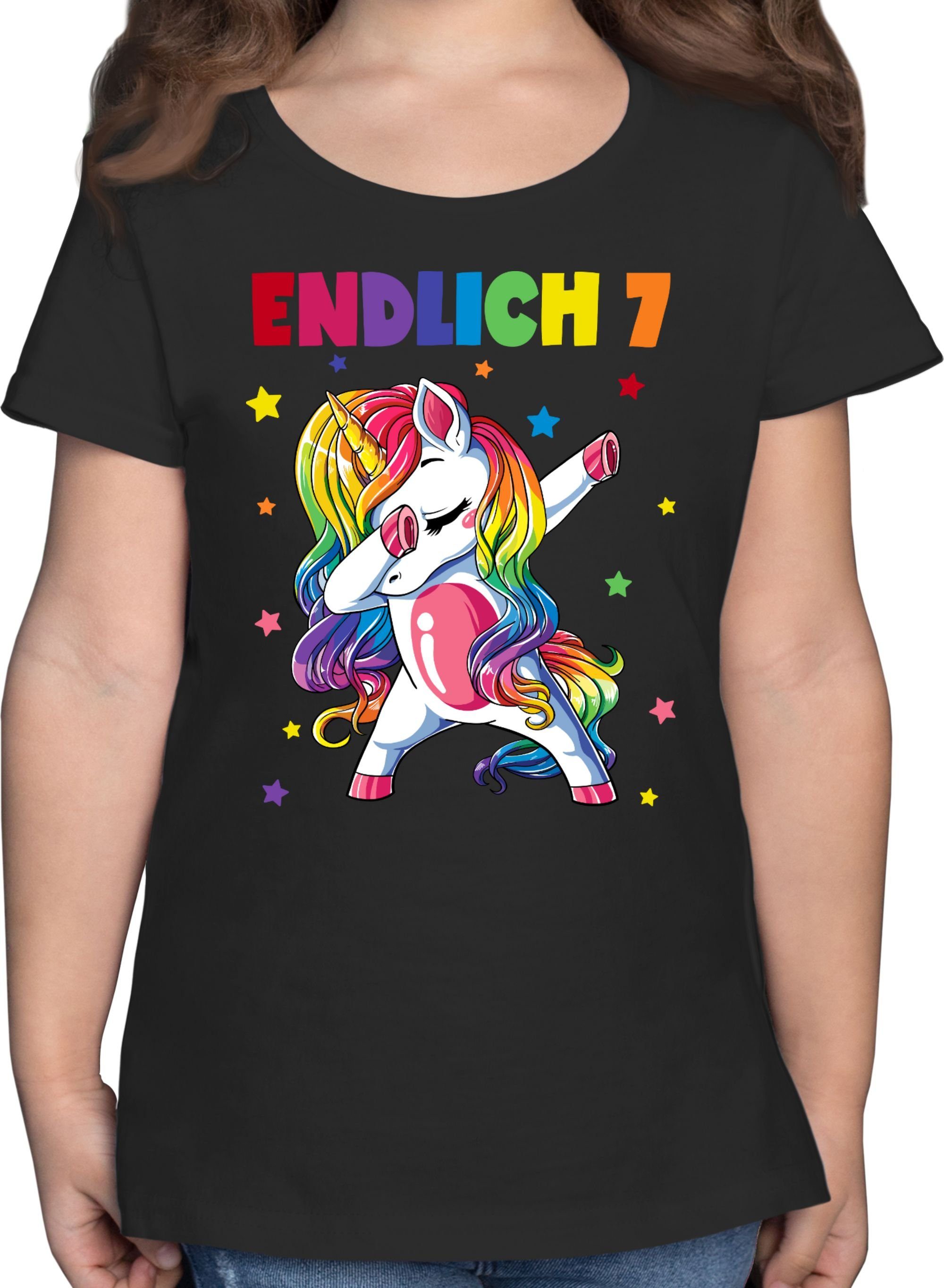 T-Shirt Endlich 7 Jahre - Sieben Jahre Dabbing Einhorn
