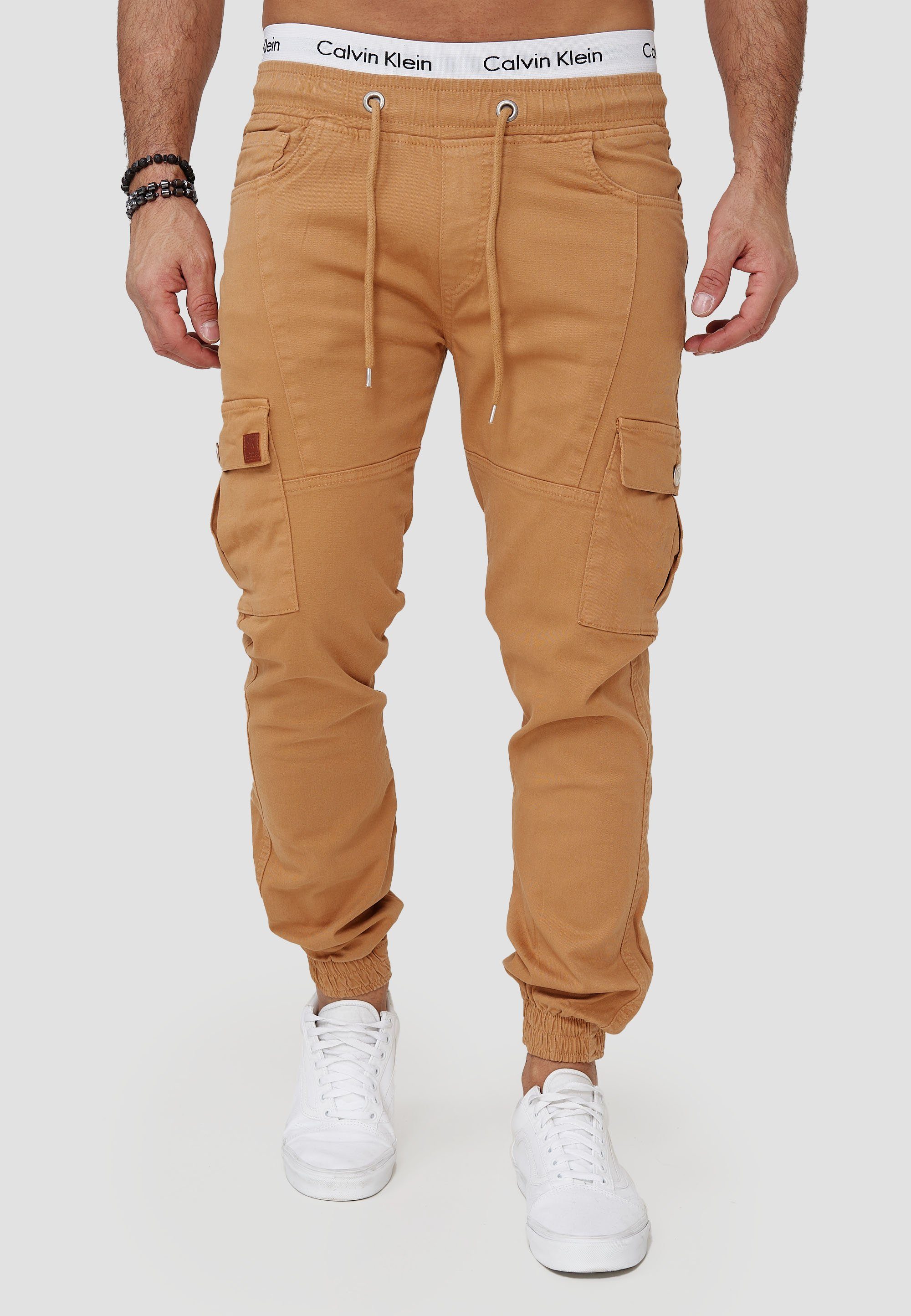 OneRedox Straight-Jeans H-3412 (Chino Cargohose Streetwear, 1-tlg) Freizeit Business Casual Beige