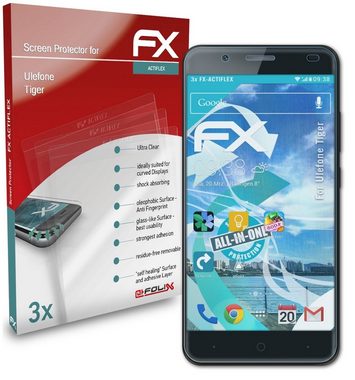 atFoliX Schutzfolie Displayschutzfolie für Ulefone Tiger, (3 Folien), Ultraklar und flexibel