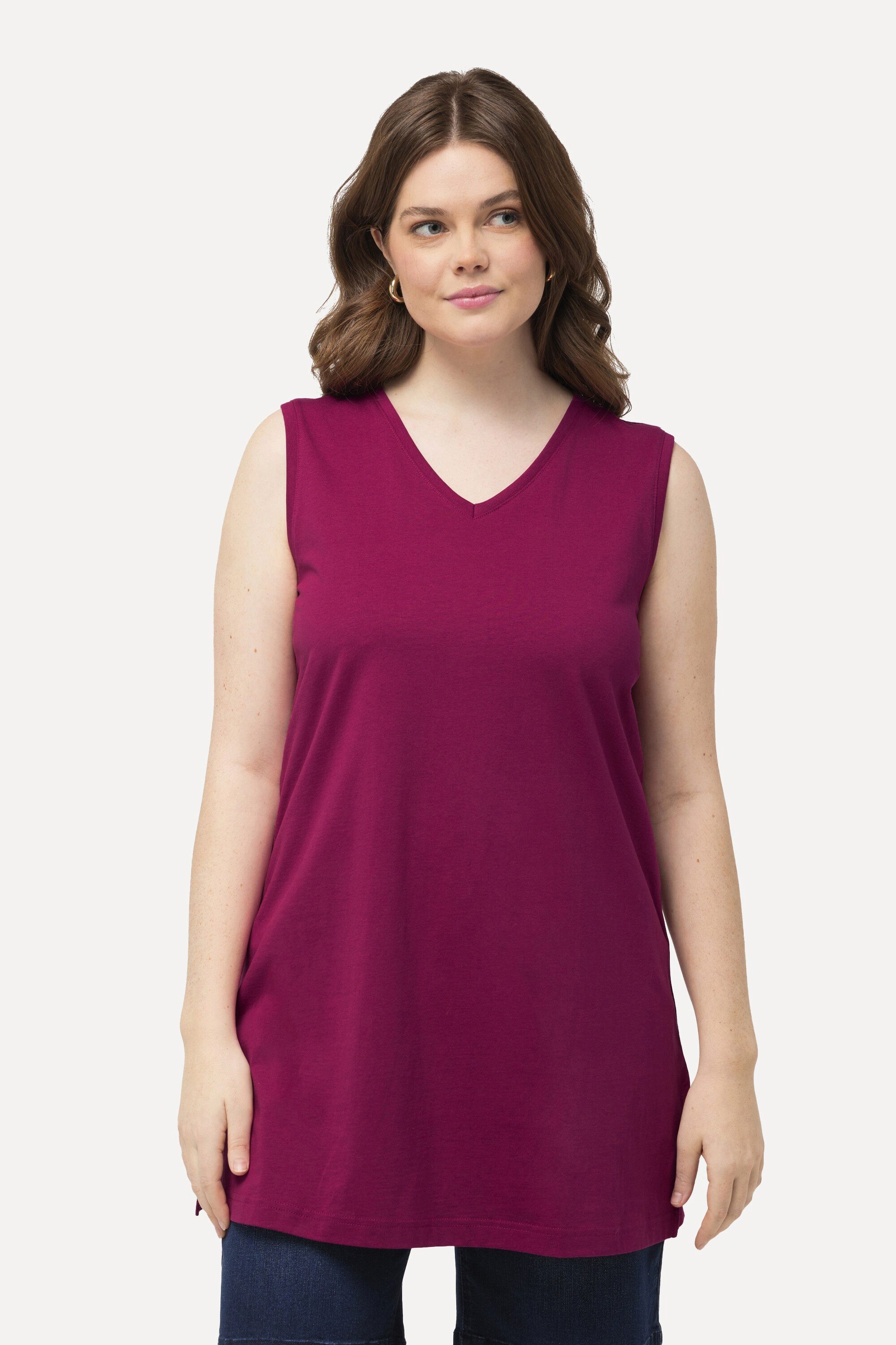 Ulla Popken Longtop Top V-Ausschnitt Relaxed günstig online kaufen