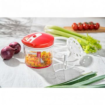 Genius Gemüseschneider Nicer Dicer Twist 24 Teile, Gemüseschneider mit Seilzug, Salatschleuder & Sieb