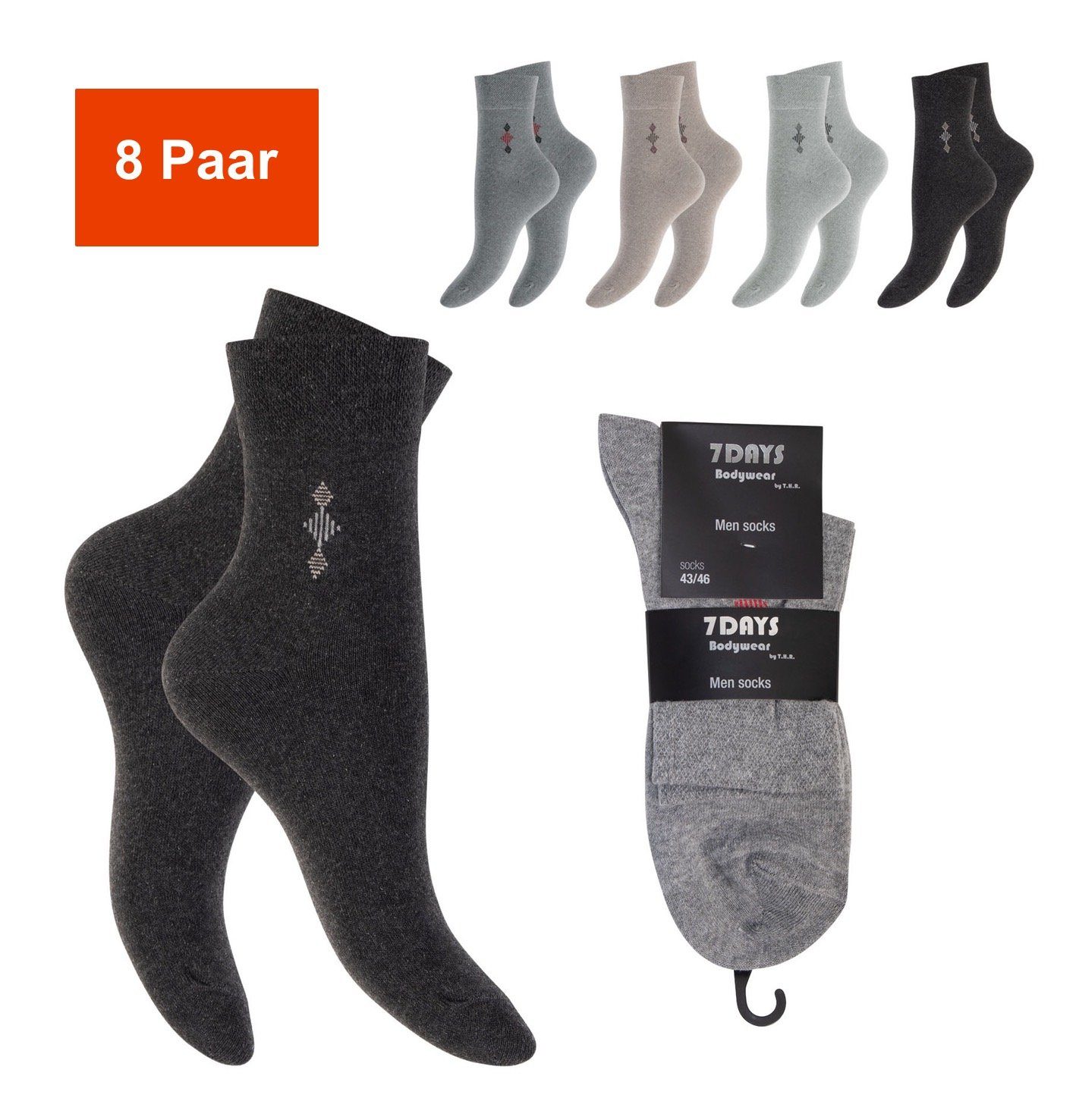 Cocain underwear Businesssocken Herren Socken hoher Tragekomfort atmungsaktiv (8 Paar) Vorteilspack 8 Paar Kurzschaft