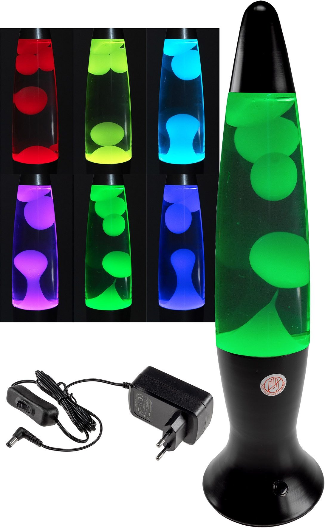 ChiliTec Lavalampe Lavalampe "CTL Funky LED" 40cm RGB Wasser & Wachs: Klar, Body: schwarz
