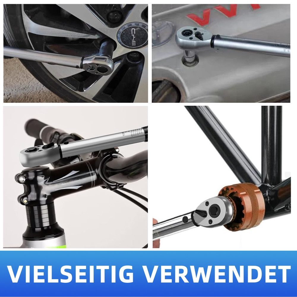 Mucola Torque Wrench Set 1/4" 3-25Nm 72 Teeth Reversible Ratchet Head (Set of 15), 6.3 mm (1/4") Drive, Chrome Vanadium Steel, incl. Work Gloves