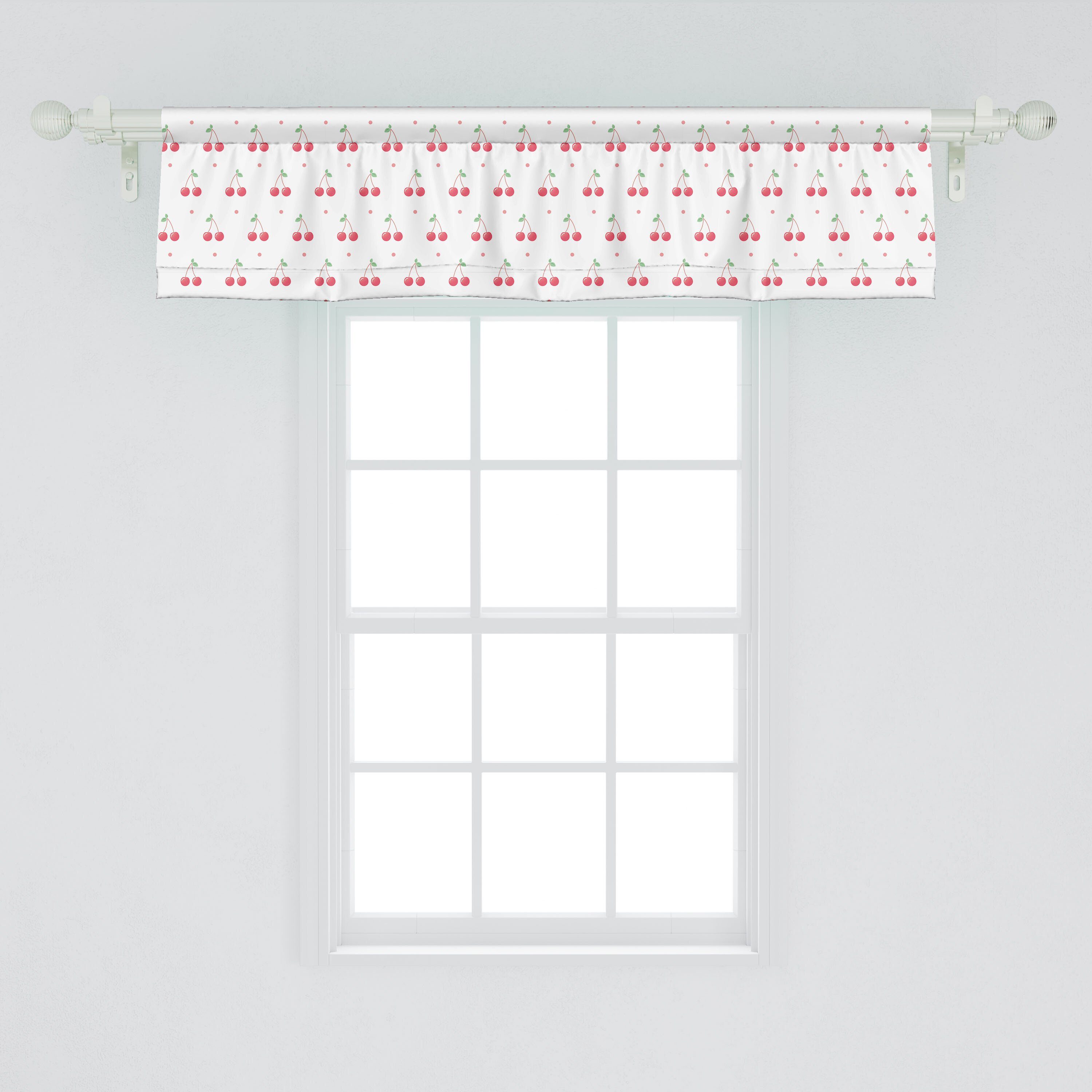 Scheibengardine Vorhang Volant Dekor mit und Schlafzimmer Küche Microfaser, für Tupfen Abakuhaus, Kirsche Stangentasche, Sommer-Frucht