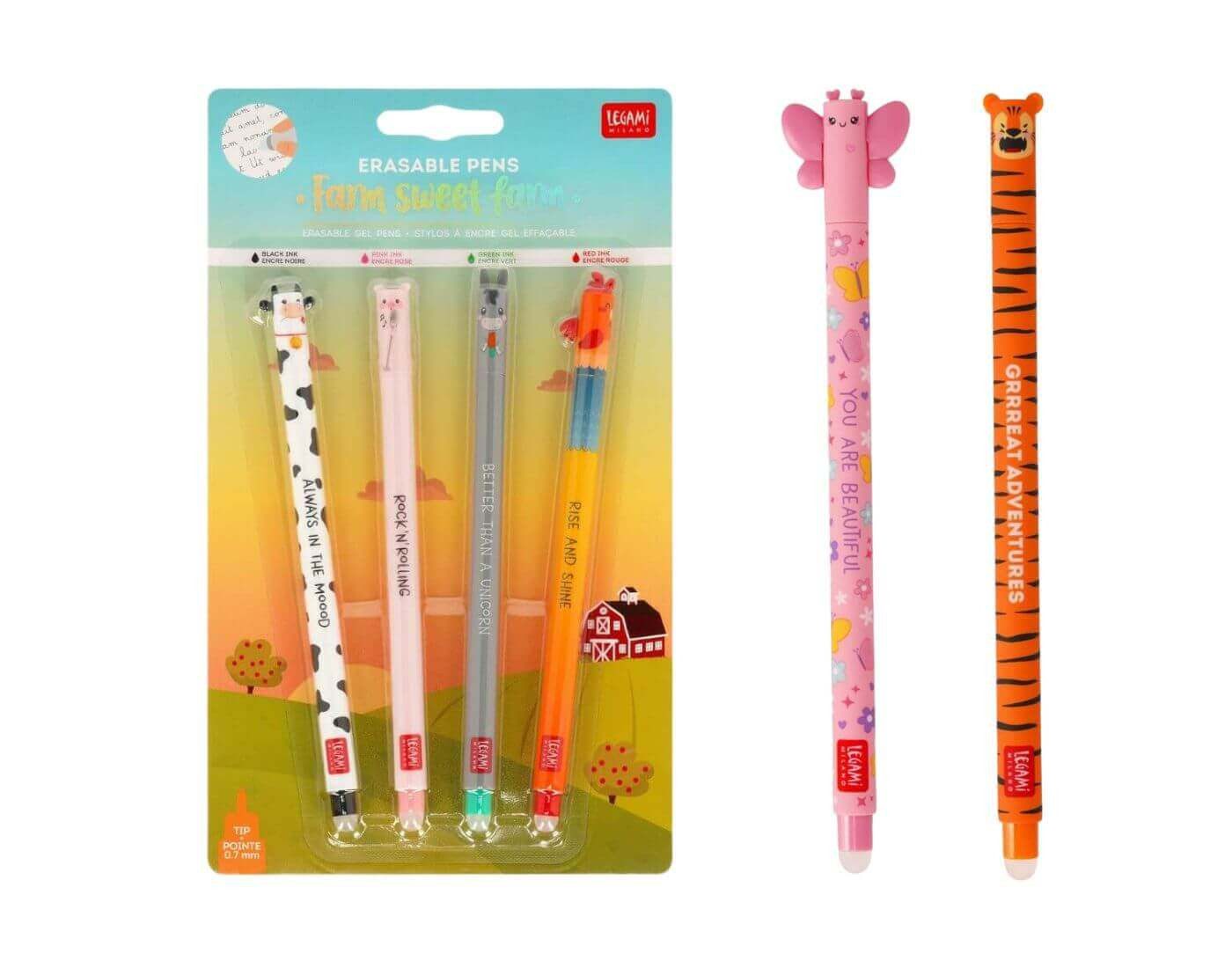Legami Gelschreiber Legami Bundle - Set Farm Sweet Farm, Schmetterling u. Tiger