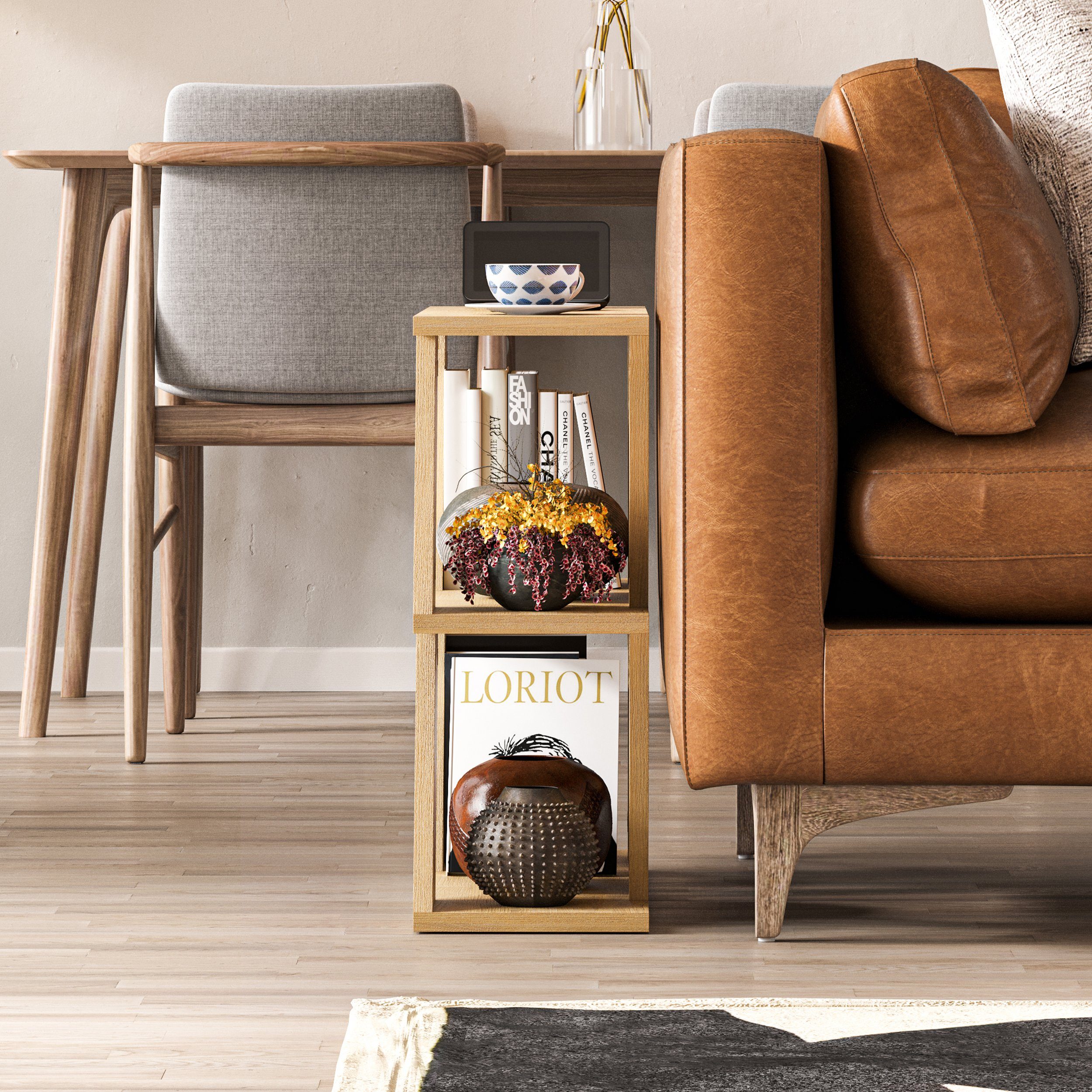 Decortie Beistelltisch Lazena, Modern Beistelltisch, Seite Ende Couchtisch, 60 x 21,2 x 55,4 cm