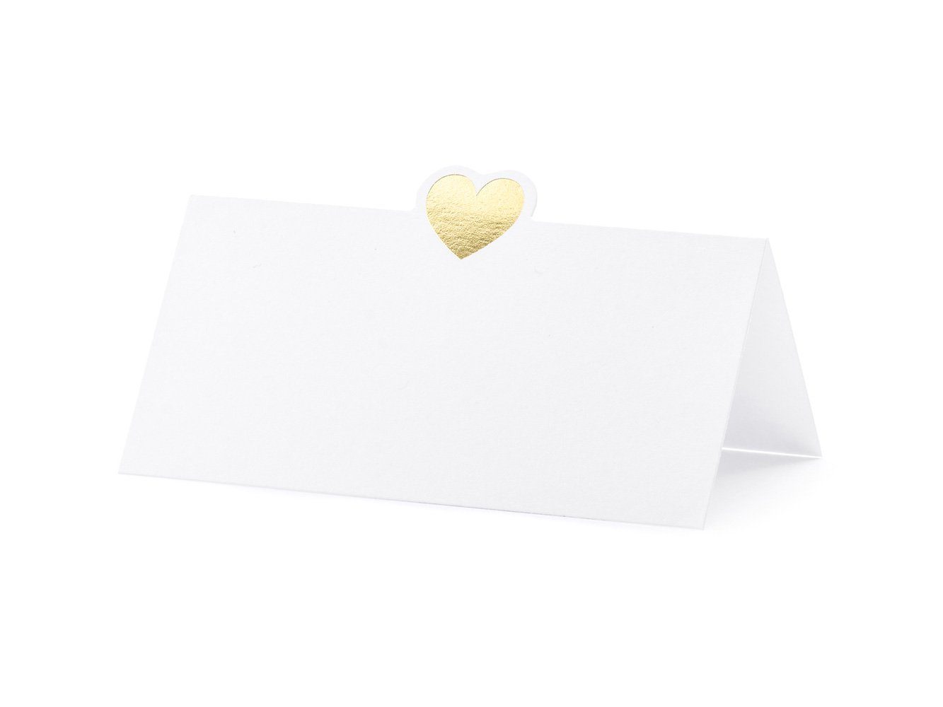partydeco Papierdekoration, Tischkarten Stück weiß gold mit 10x5cm 10 Herz / blanko