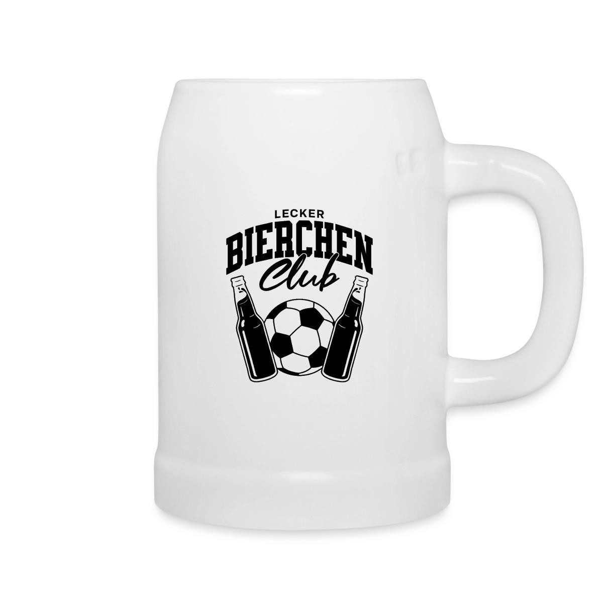 Spreadshirt Tasse Lecker Bierchen Club Fußball Bierliebhaber Bierkrug, Keramik