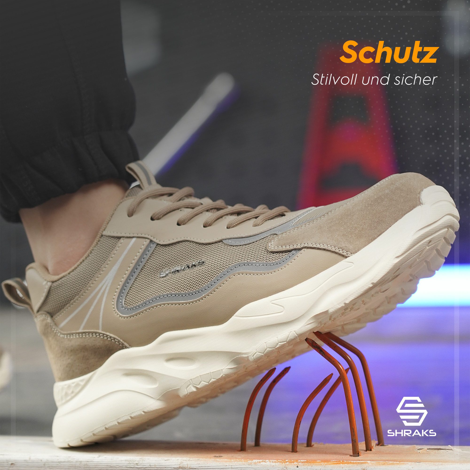 Shraks Moda Sicherheitsschuhe Bequem, Stahlkappe, Rutschfest,ISO20345 Arbeitsschuh