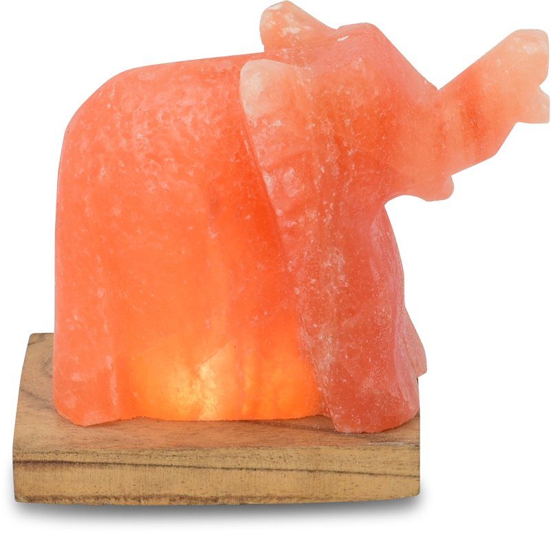 Favorit HIMALAYA SALT Elefant, cm wechselbar, Handgefertigt ca.11 ein LED Stein Salzkristall-Tischlampe jeder Salzkristall H: - Unikat, Warmweiß, DREAMS aus