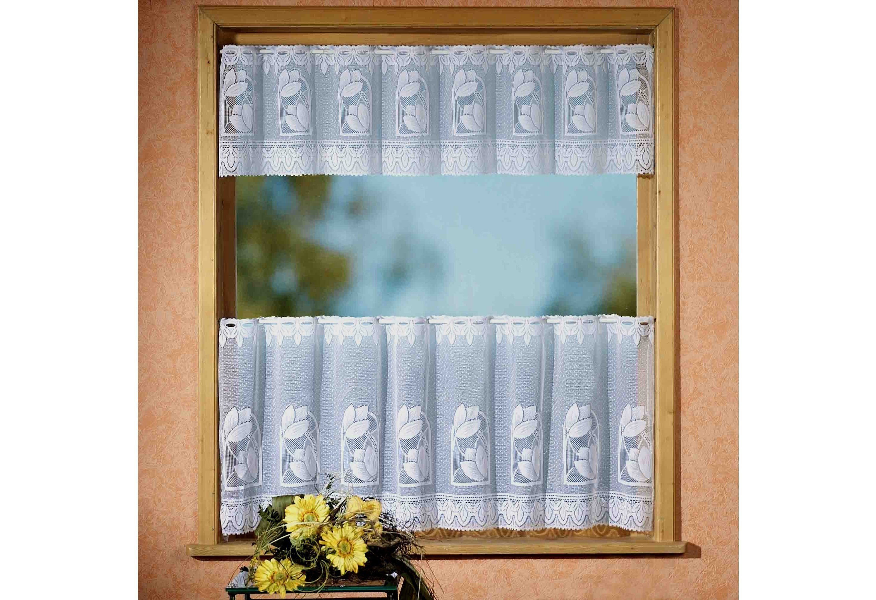Weckbrodt Scheibengardine Aachen (2 St), Stangendurchzug, halbtransparent, Jacquard, Bistro, Jacquard, halbtransparent, 2teiliges Set, Gardine, Store