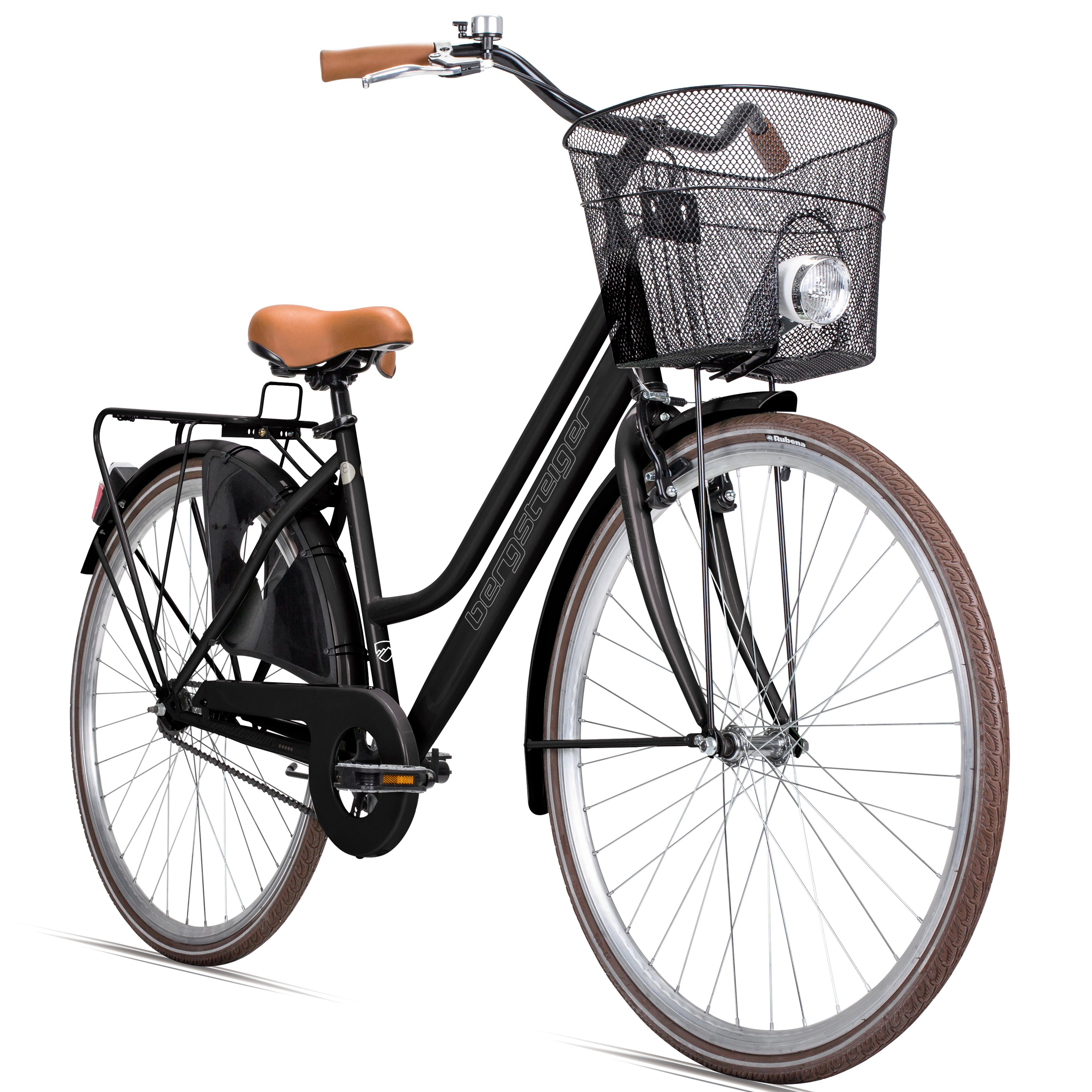 bergsteiger Cityrad Amsterdam 26, 28 Zoll Damenfahrrad, ab 150 cm, Korb, 1 Gang