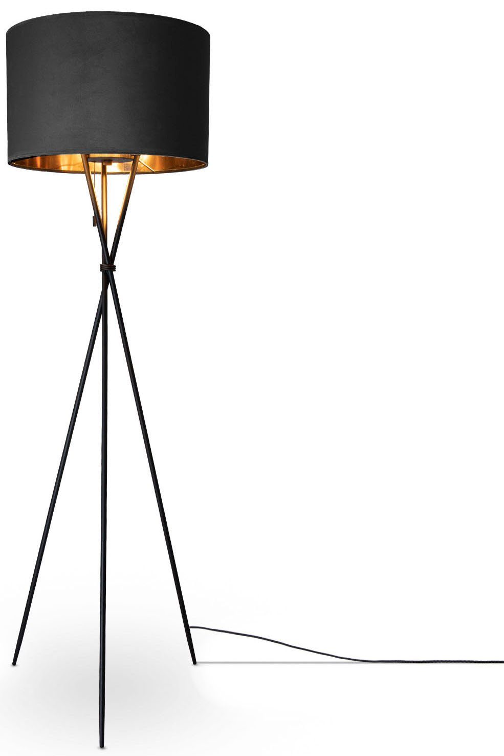 Paco Home Stehlampe Standleuchte Leuchtmittel, Dreibein Filigran Höhe Color, ohne E27 177,5cm uni Kate Wohnzimmer Velour