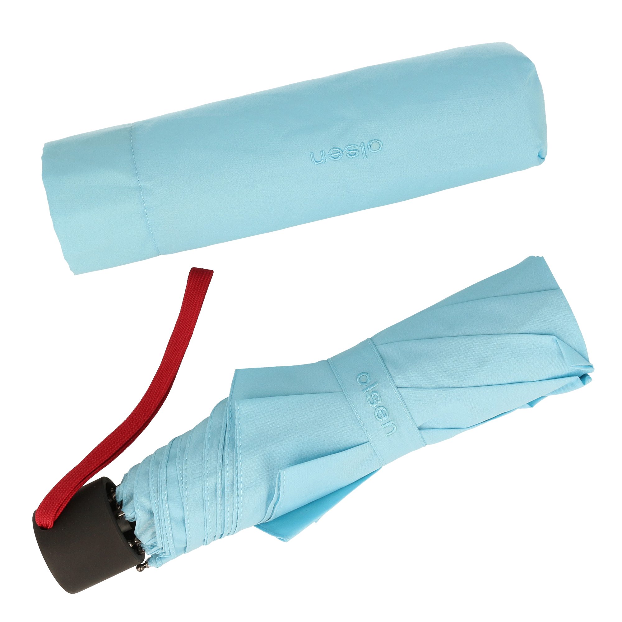 Olsen Taschenregenschirm Kleiner Regenschirm für die Handtasche, in fröhlichen Farben Hellblau