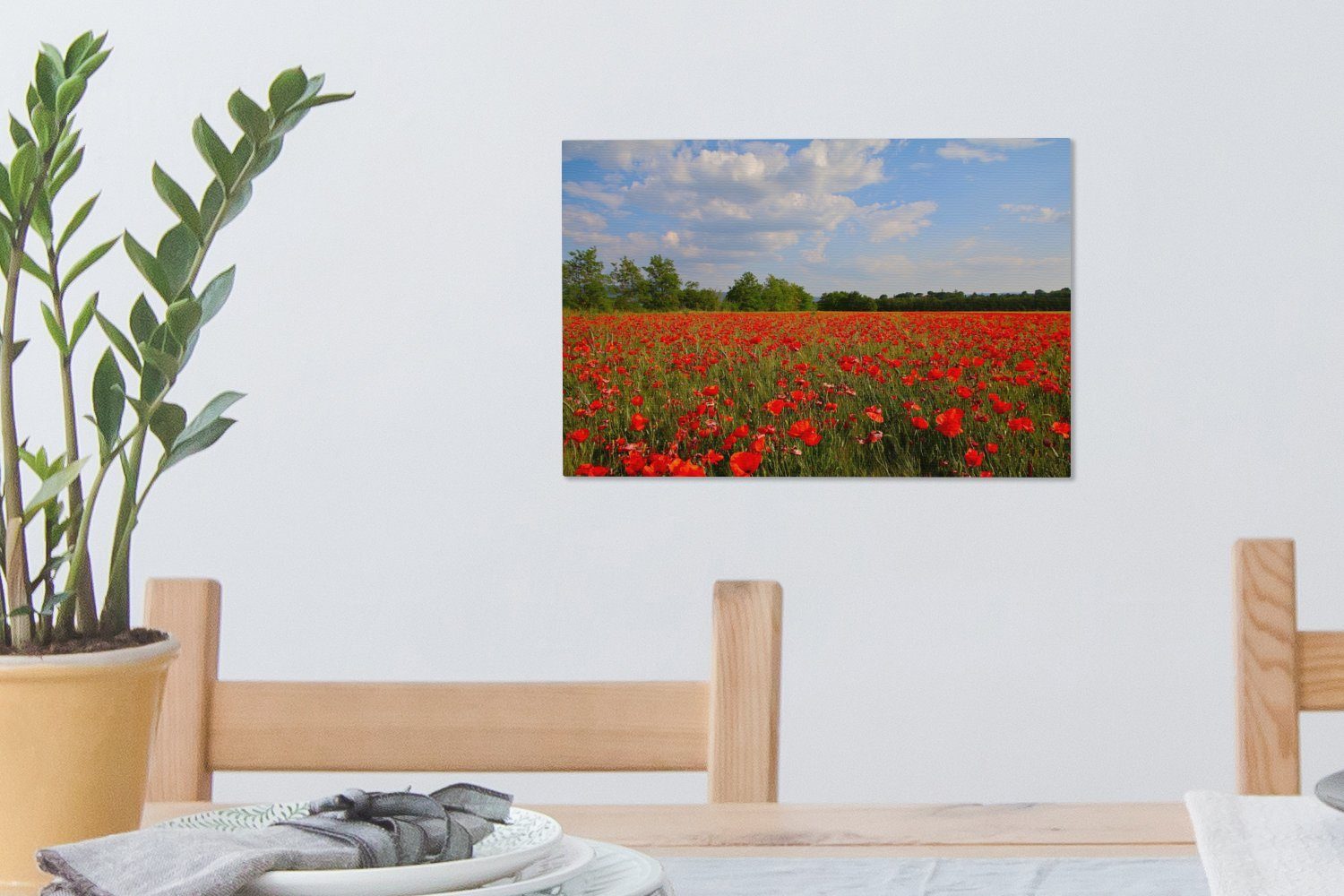 OneMillionCanvasses® - (1 Leinwandbilder, Aufhängefertig, 30x20 Mohnblumen Frühling, Blumen - Leinwandbild Wandbild Wanddeko, cm St),