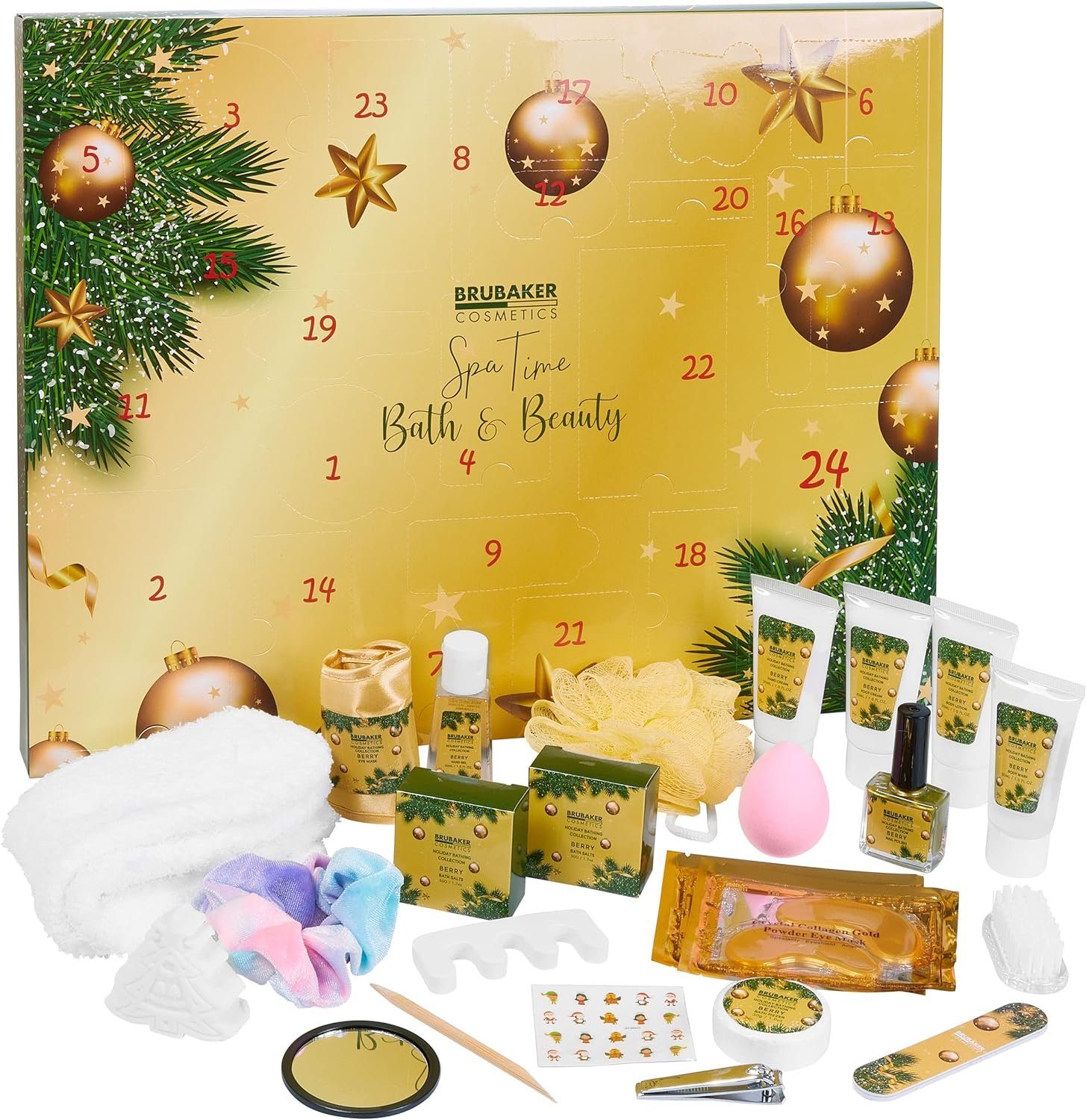 x Körperpflege Wellness Spa Produkte Weihnachtskalender Adventskalender, BRUBAKER 24 Accessoires