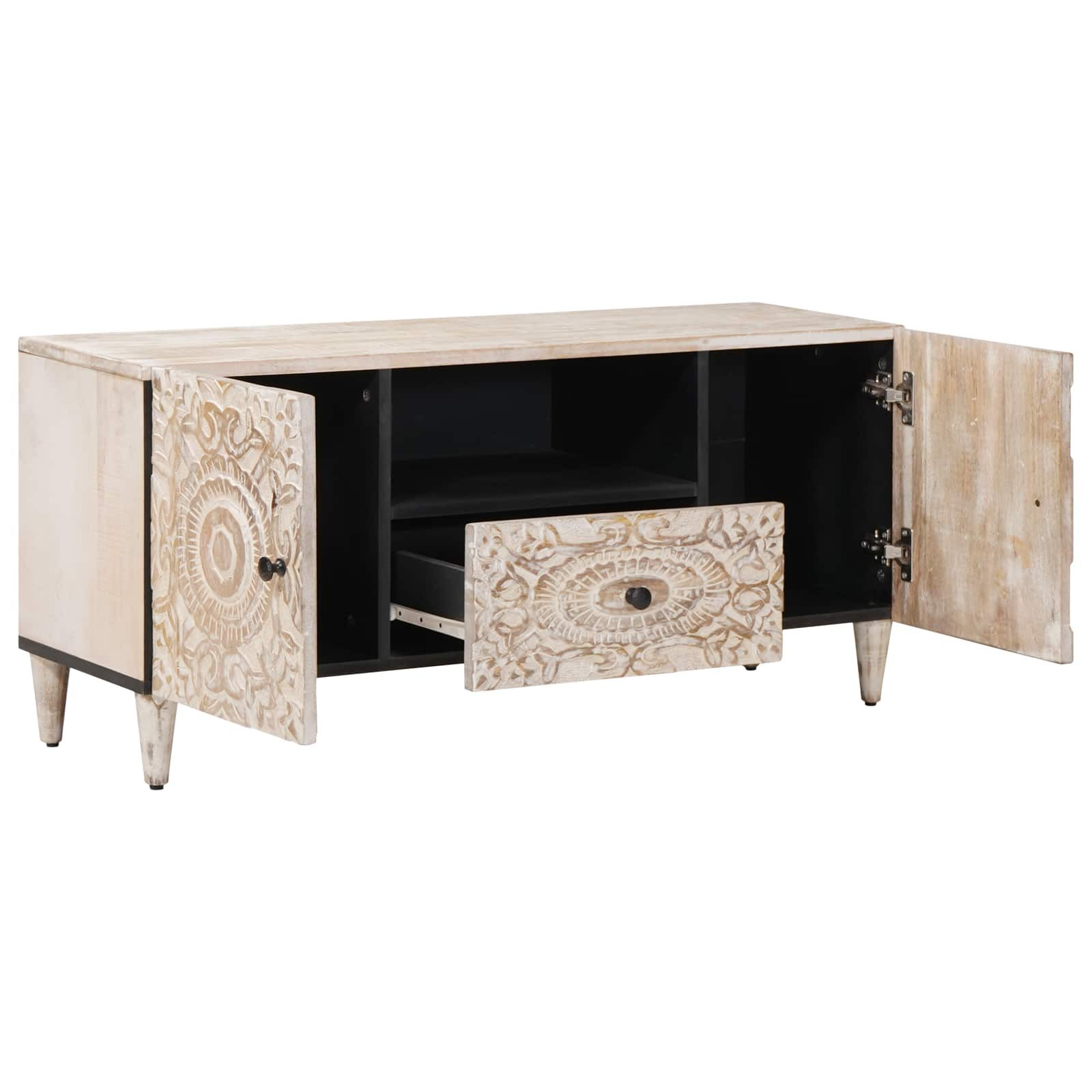 vidaXL TV-Schrank TV-Schränk Weiß 105 x 33,5 x 46 cm Massivholz (1-St)