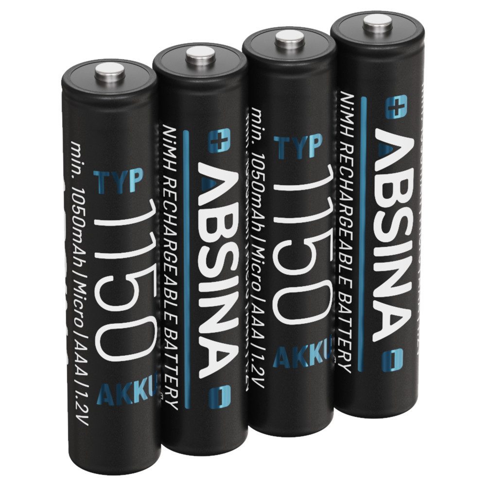 ABSINA Akku AAA 1150 - 4x NiMH min. 1050mAh Akkus Batterien ideal für Telefon Akku 1050 mAh (1.2 V)