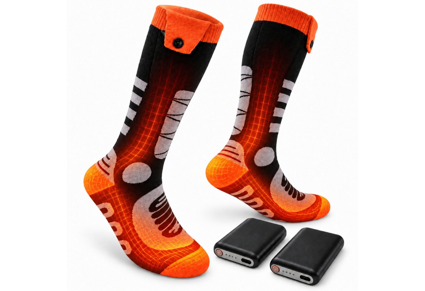 Blossom Funktionssocken Heizsocken Elektrisch Beheizbare Socken 3 Heizstufen beheizte Fußsohle Wärmesocken mit Temperaturregelung, 5–13 Std. Laufzeit, für Winter