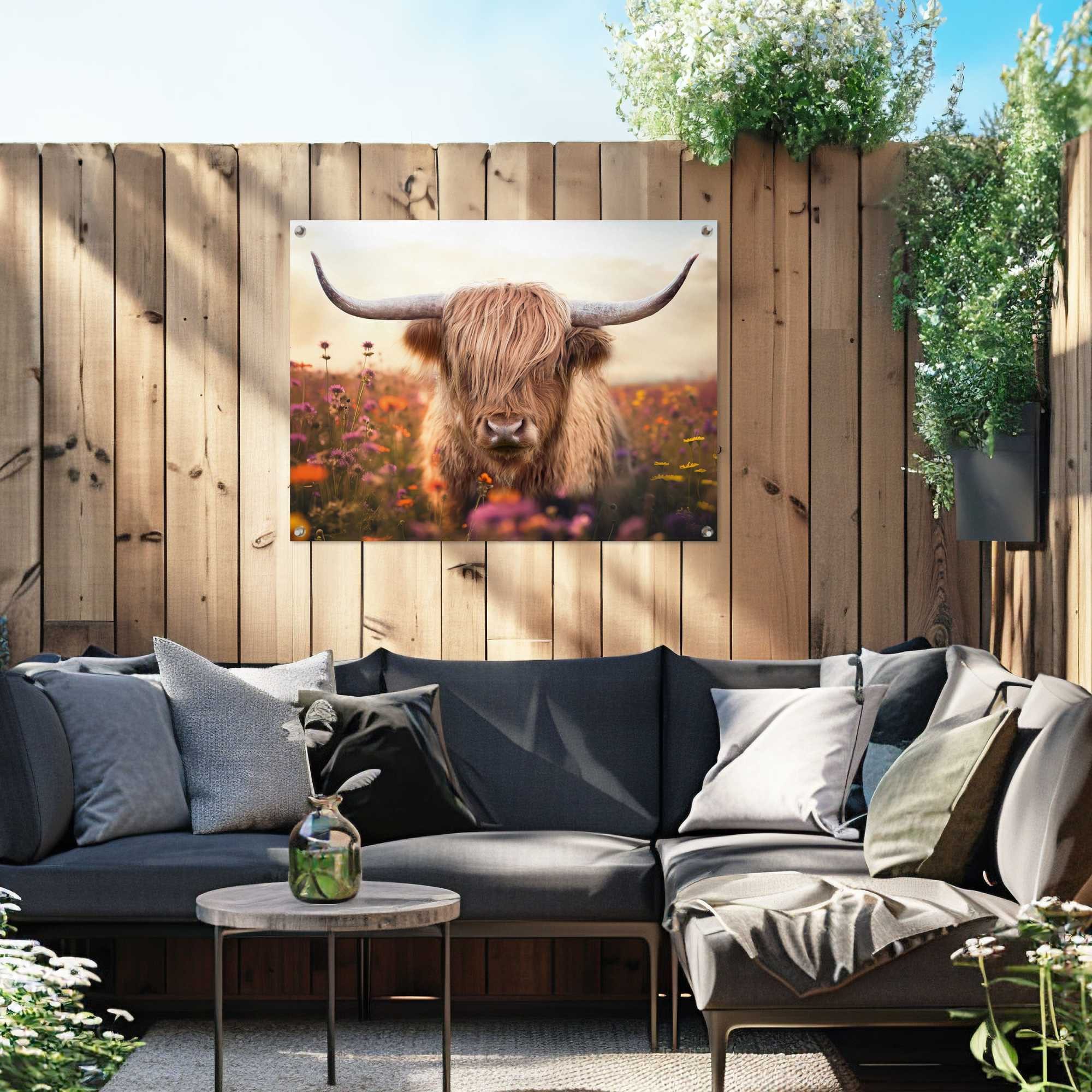 Reinders! Poster Spring Highlander, Garten - Schottischer Hochländer - Beige - Leinwand - Tiere - 80x60 cm