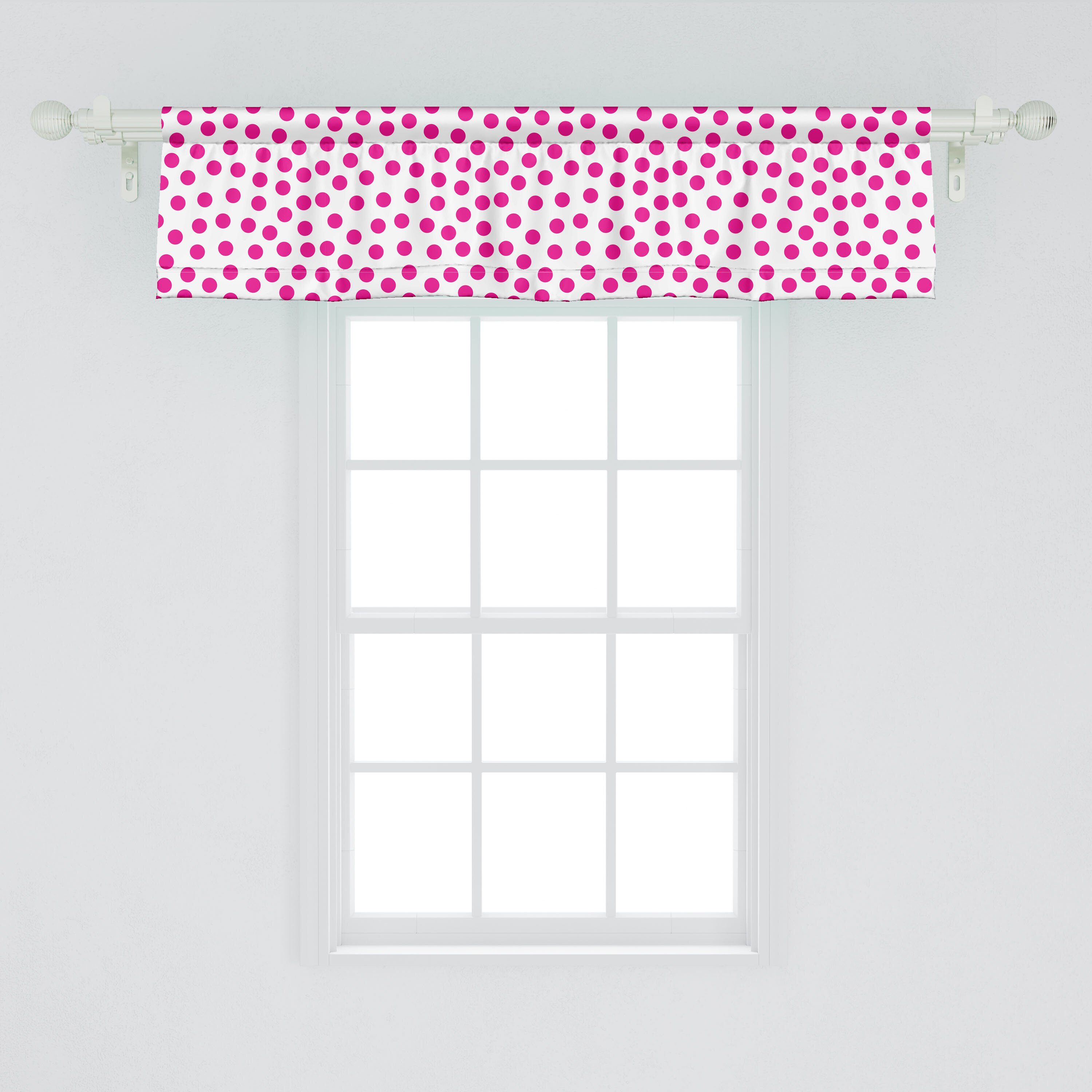 Scheibengardine Vorhang Volant für Küche Rosa Microfaser, Abakuhaus, Stangentasche, Dekor Tupfen mit Schlafzimmer Runden asymmetrische