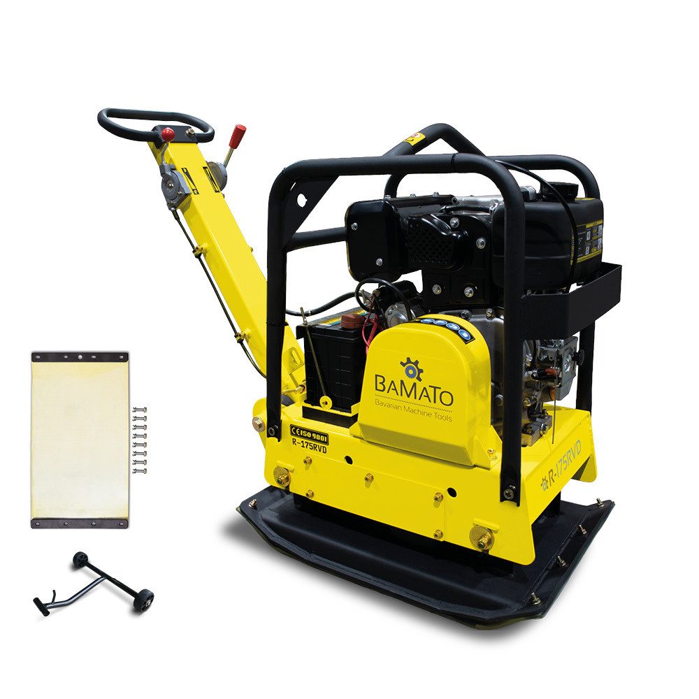 BAMATO Rüttelplatte R-175RVD, max. 4000 vpm, 3-tlg., inklusive Gummimatte und Fahrwerk