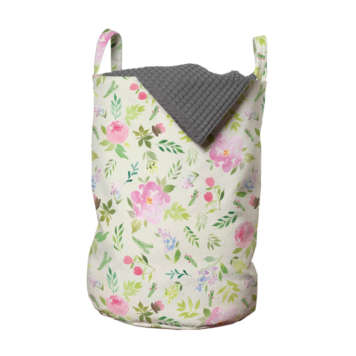 Abakuhaus Wäschesäckchen Wäschekorb mit Griffen Kordelzugverschluss für Waschsalons, Blumen Frische Frühlingsblumen