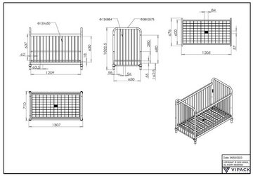 möbelando Babybett BRONXX, aus Metall in Blau matt. Abmessungen (BxHxT) 130,7x102,2x71 cm