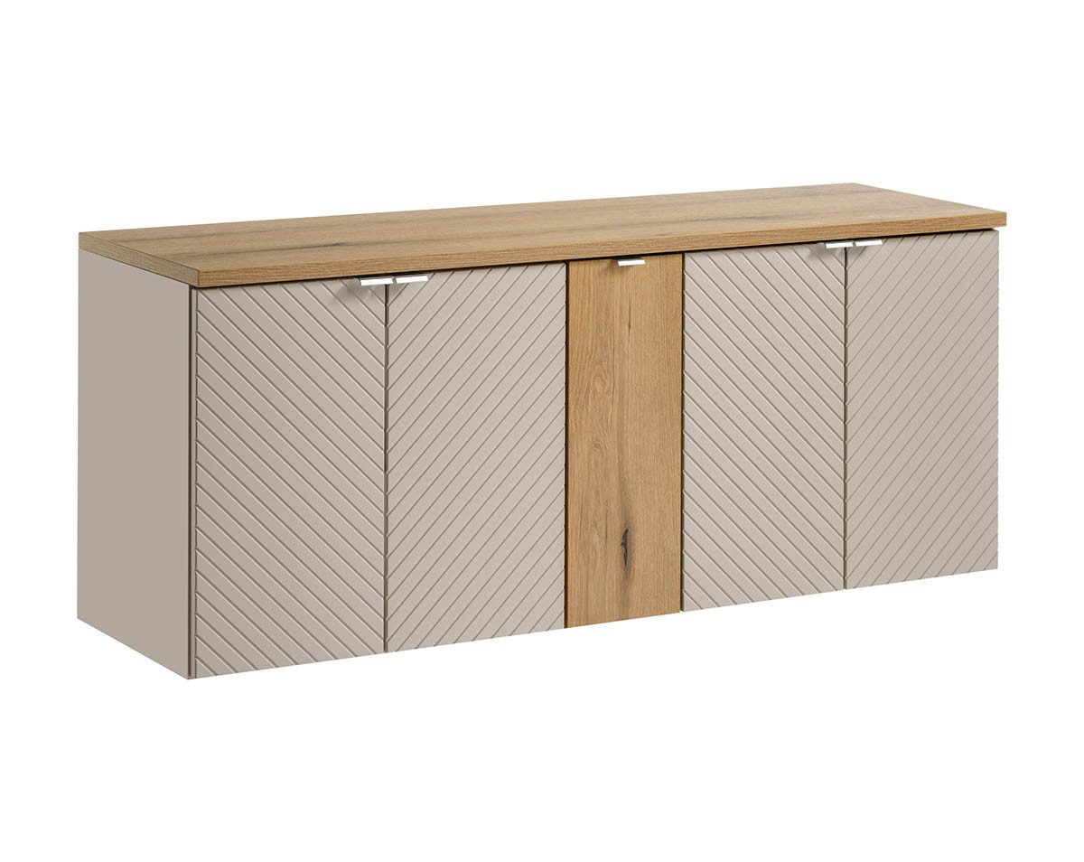 einfachgutemoebel Waschtisch-Set Bad Waschplatz QUERRO 140cm mit Türen, zum Unterbau oak, Kaschmir, (Badmöbel Set, 1-St., Waschtisch Unterschrank)