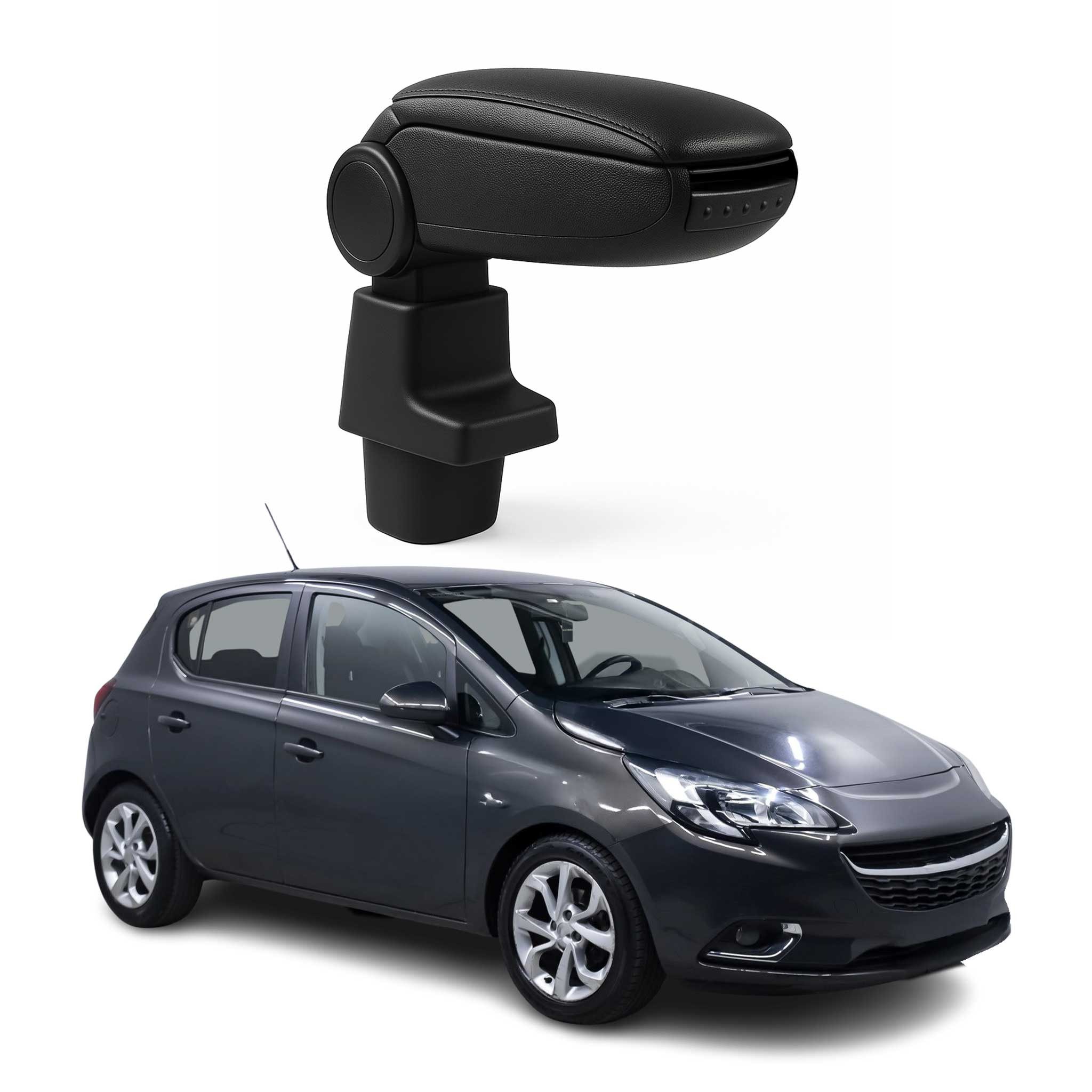 OMAC Armlehne für Opel Corsa 2015-2019 Schrägheck PU-Leder ABS Schwarz, Langlebig,Multifunktional,Einfache Installation
